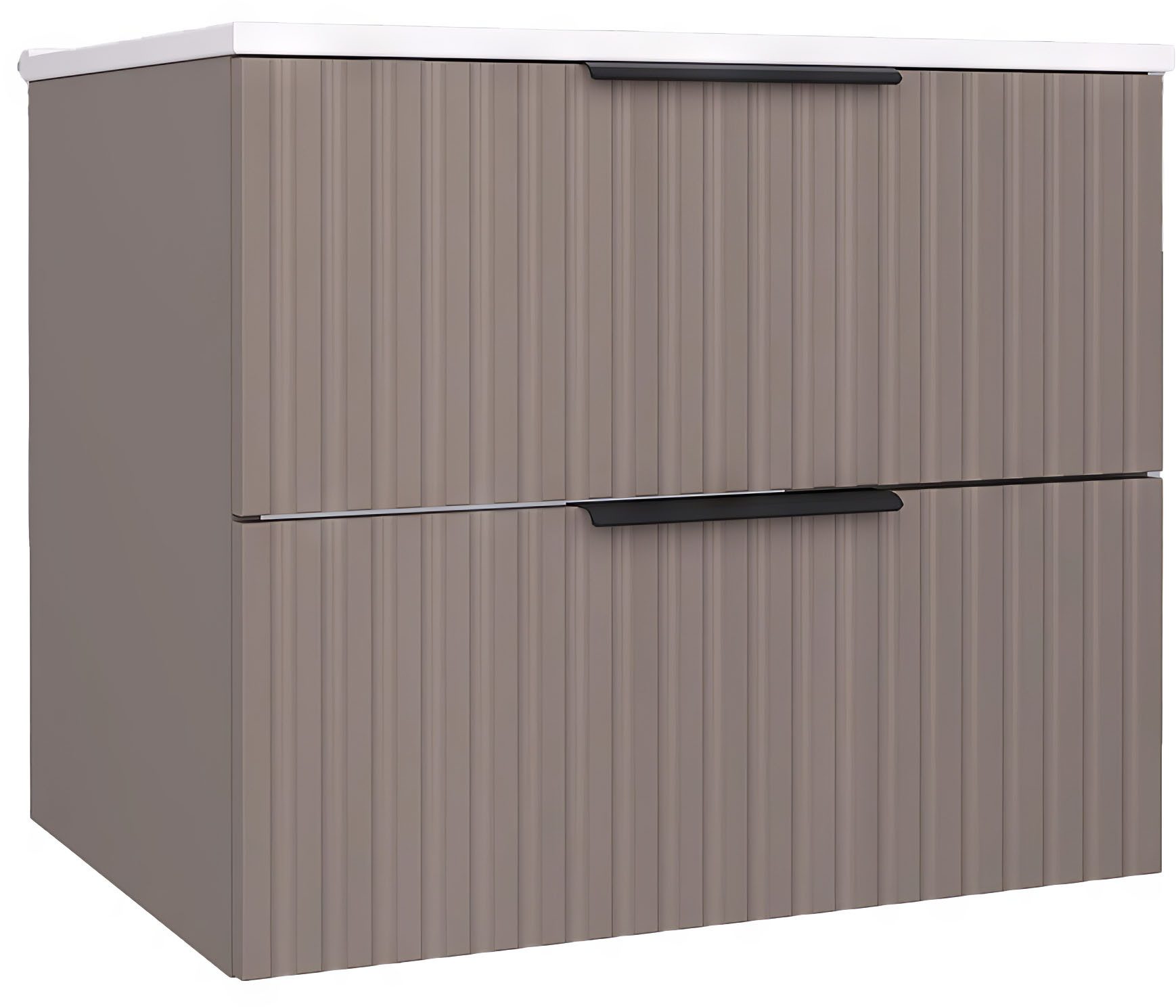 welltime Waschtisch TIBU mit Waschbecken. 2 Schubladen. 2 Breiten (60/80cm) und 4 Farben, Badschrank mit Waschbecken, Softclose, Maße B/H/T: 61/53/47 cm – Bild 2 von 5