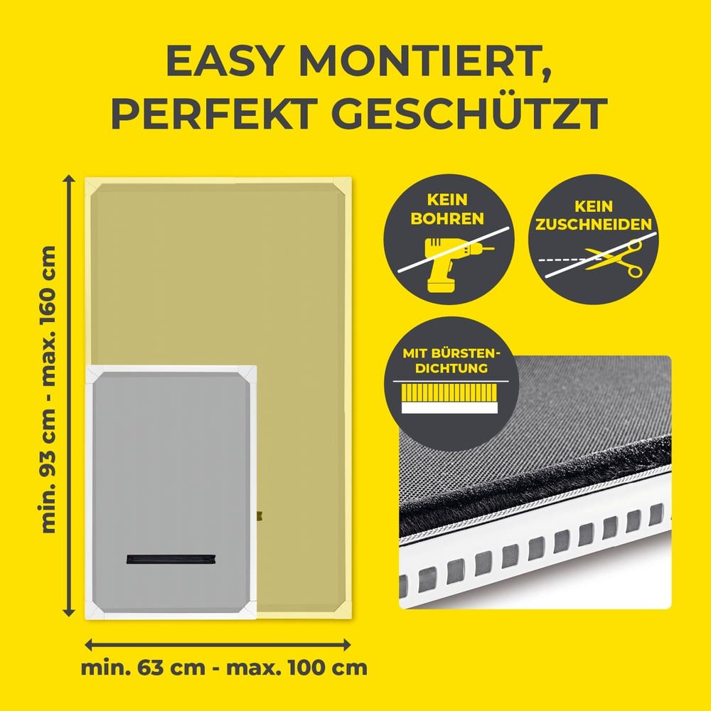 EASYmaxx Insektenschutz-Fensterrahmen Moskitonetz Magic Fit 100x160cm weiß Dachfenster, (1-St), Schutz vor Mücken Wespen Spinnen kein Bohren Kleben wettergeschü – Bild 4 von 5
