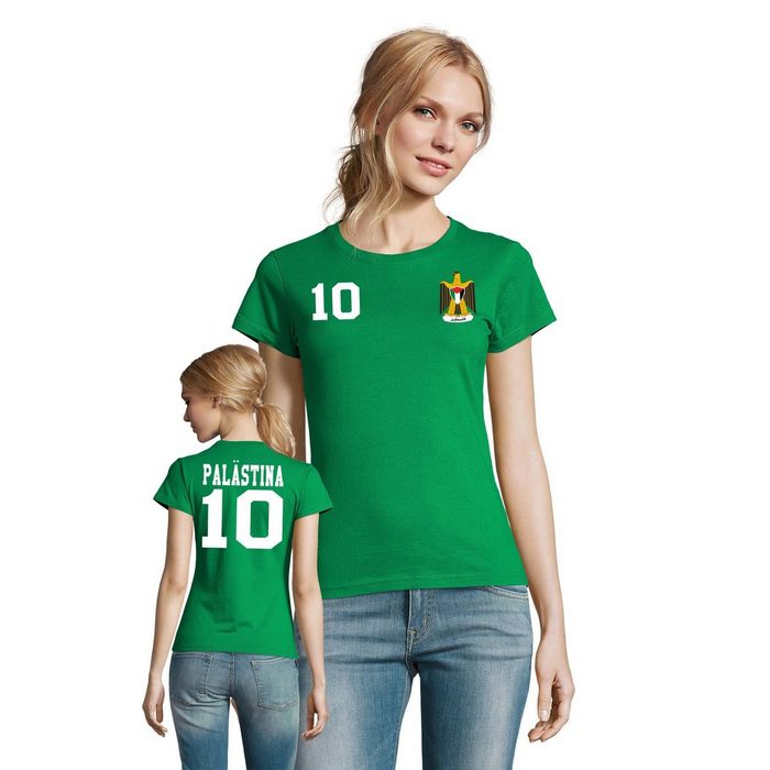 Blondie & Brownie T-Shirt Damen Palästina Palestine Sport Trikot Fußball Weltmeister Meister WM