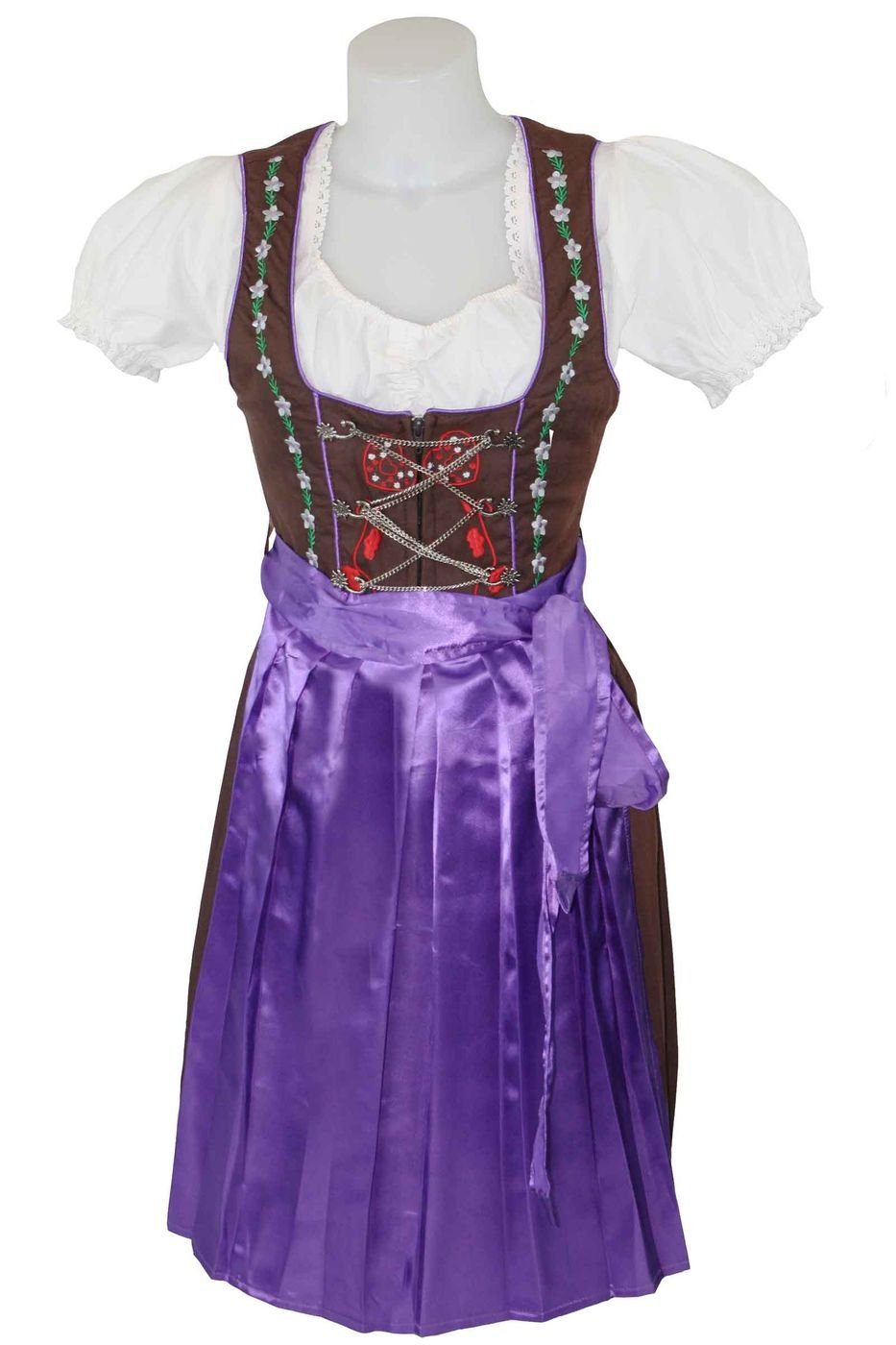 German Wear Dirndl GW1316 lila 3er Midi Dirndl SET Dirndel Fasching Lila