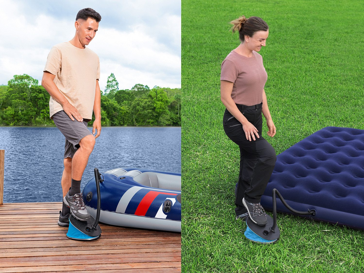 Bestway Fußpumpe Air Step™ Pro (Packung, 1-tlg., 1.600 ml), Inkl. 3 verschiedene Adapter