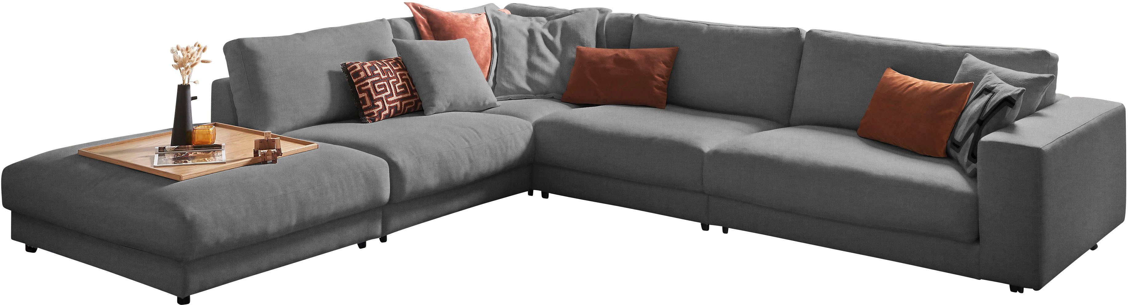 3C Candy Ecksofa Enisa II, bequem und komfortabel, großes Familiensofa, L-Form, incl. 3 Flatterkissen, wahlweise mit Flecken-Schutz-Bezug Easy care