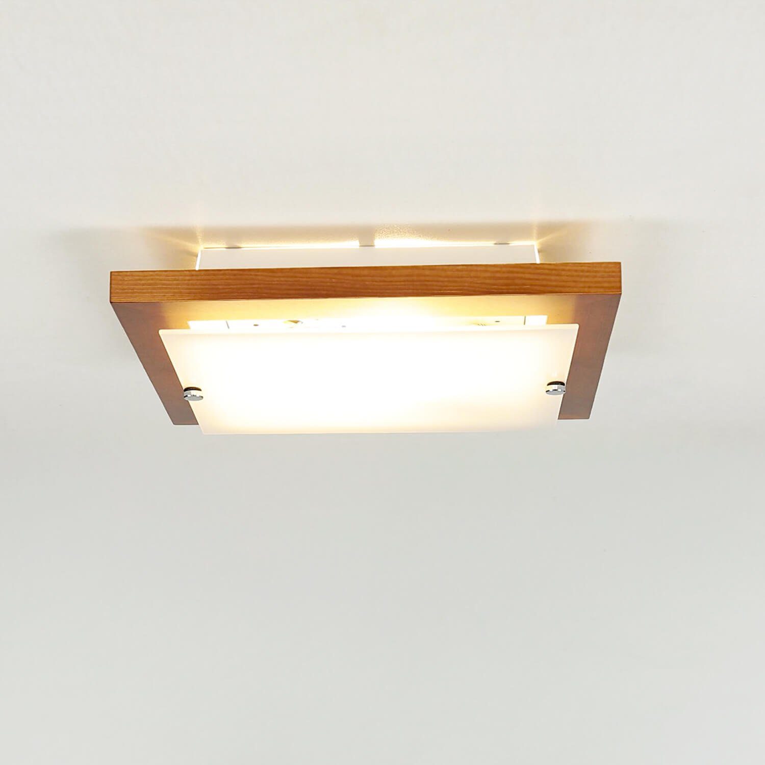 quadratisch Licht-Erlebnisse Deckenlampe Flur Rustikal flach eckig ohne Wohnzimmer Leuchtmittel, Lampe ERIN, Deckenleuchte