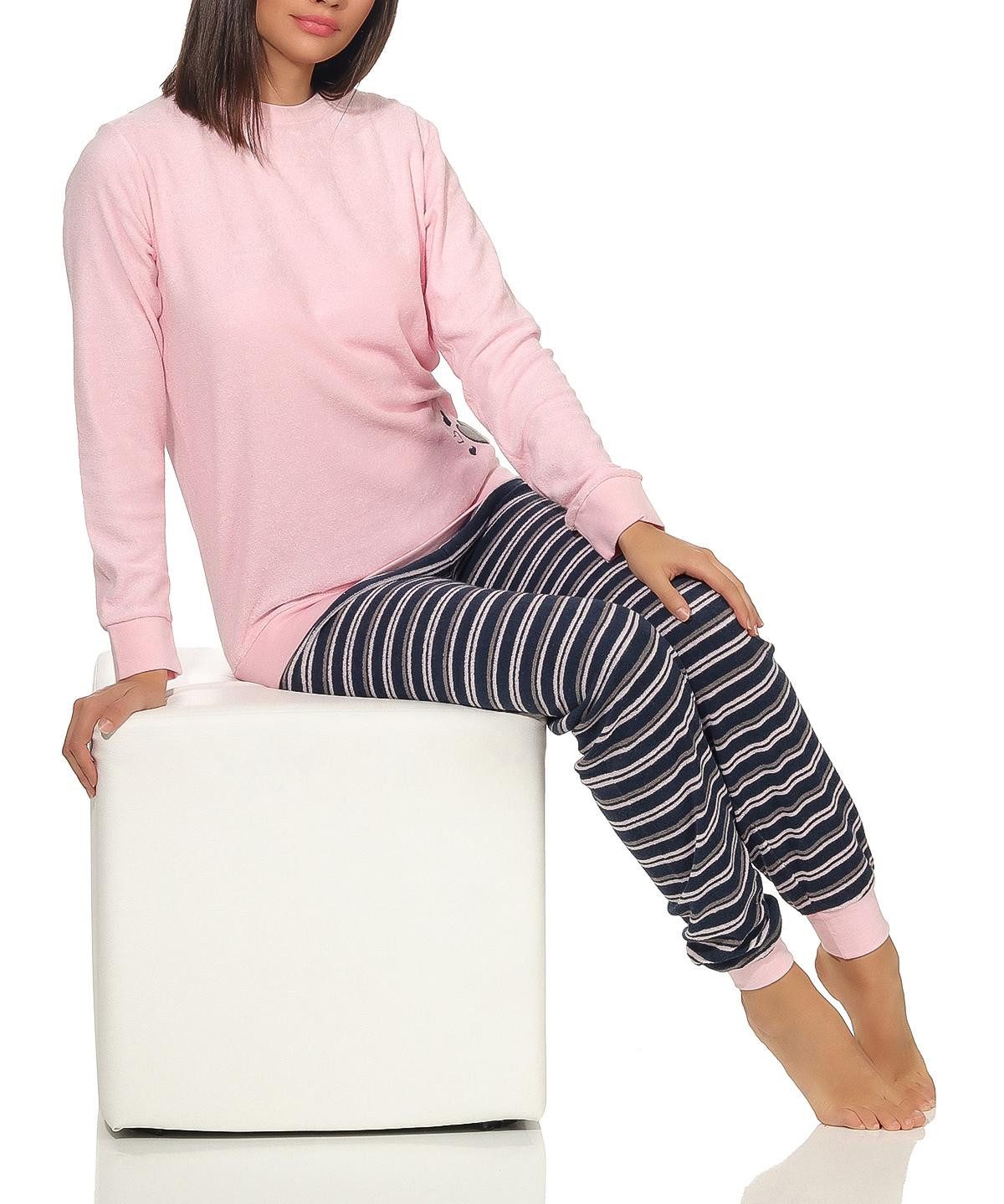 RELAX by Normann Pyjama Damen Frottee Schlafanzug mit Bündchen und Herz Motiv - 291 13 570 – Bild 4 von 4