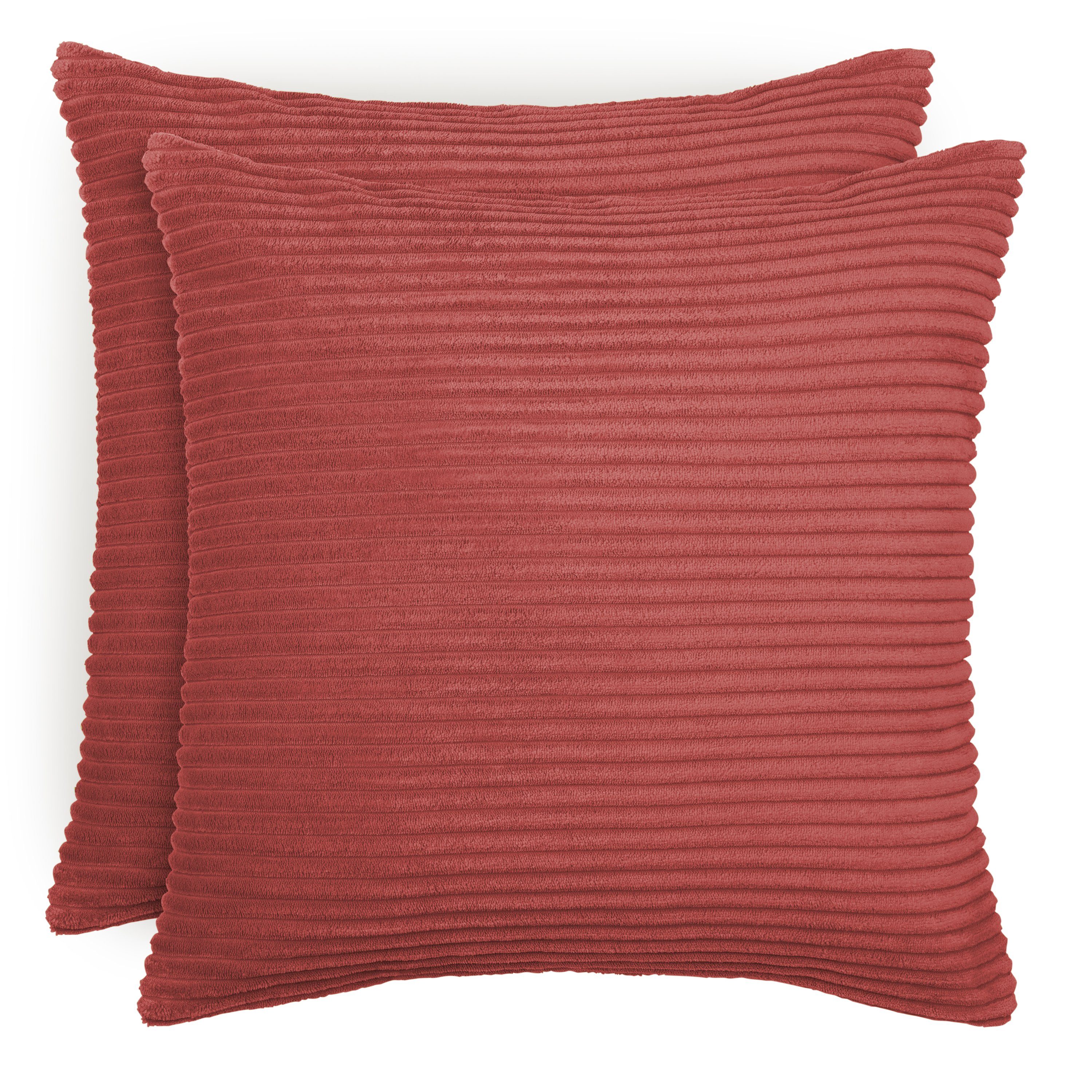 Blumtal Kissenhülle 2er Set Kissenbezug 40x40 cm– Kord Bezug, (2 Stück), weiche Cord Kissenbezüge mit verstecktem Reißverschluss