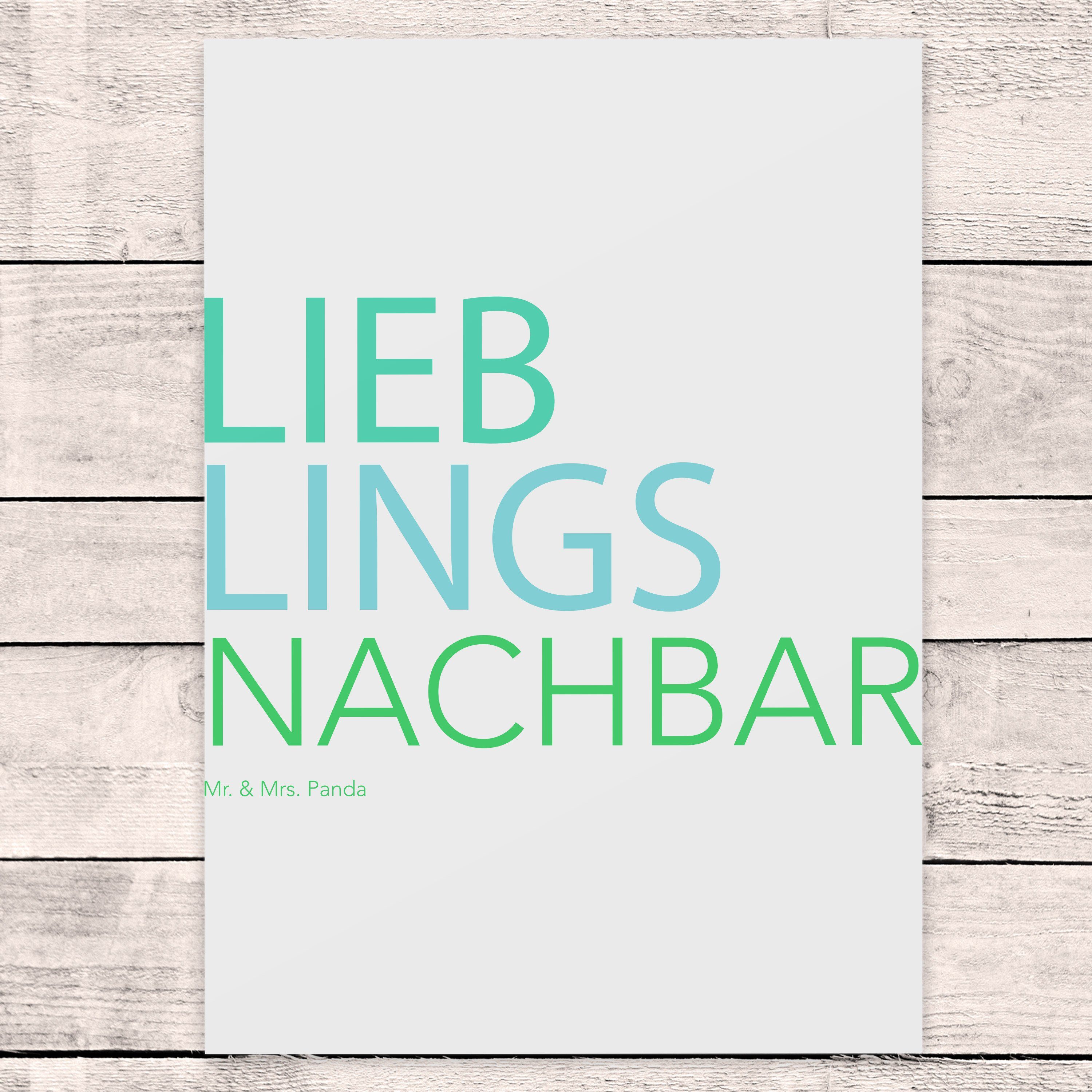 Mr. & Mrs. Panda Postkarte »Nachbar Weiß Geschenk, Freundschaft