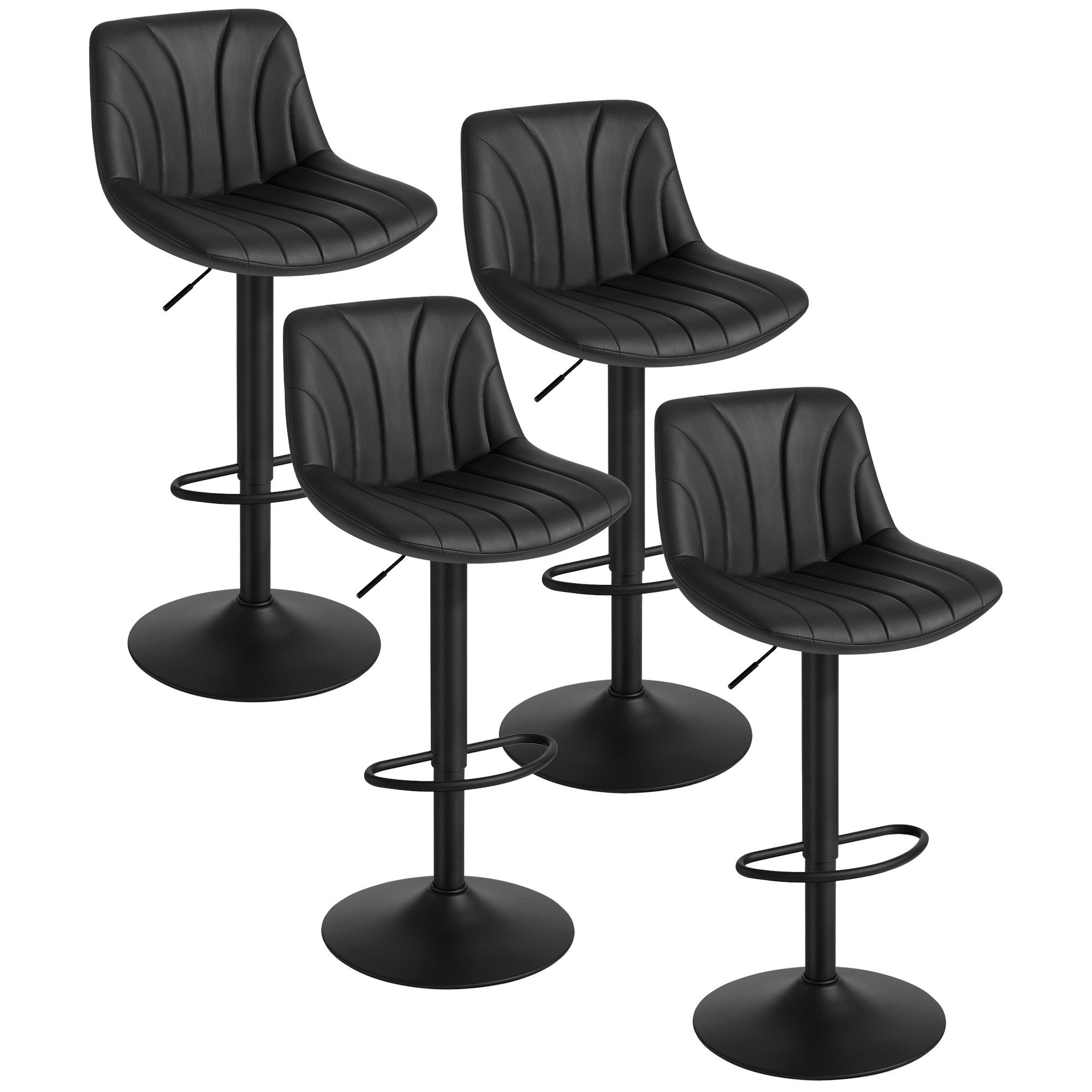 VASAGLE Barhocker Barstuhl, Küchenhocker, höhenverstellbar, um 360° drehbar (4 St., 4er Set), 46,5 x 43 x (88-108) cm (T x B x H), für Esszimmer, Küche