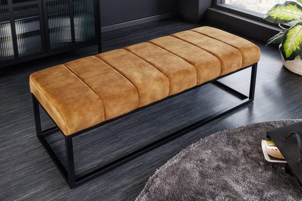 riess-ambiente Sitzbank PETIT BEAUTÉ 110cm senfgelb / schwarz (Einzelartikel, 1-St), Flur · Samt · Metall · Schlafzimmer · Design