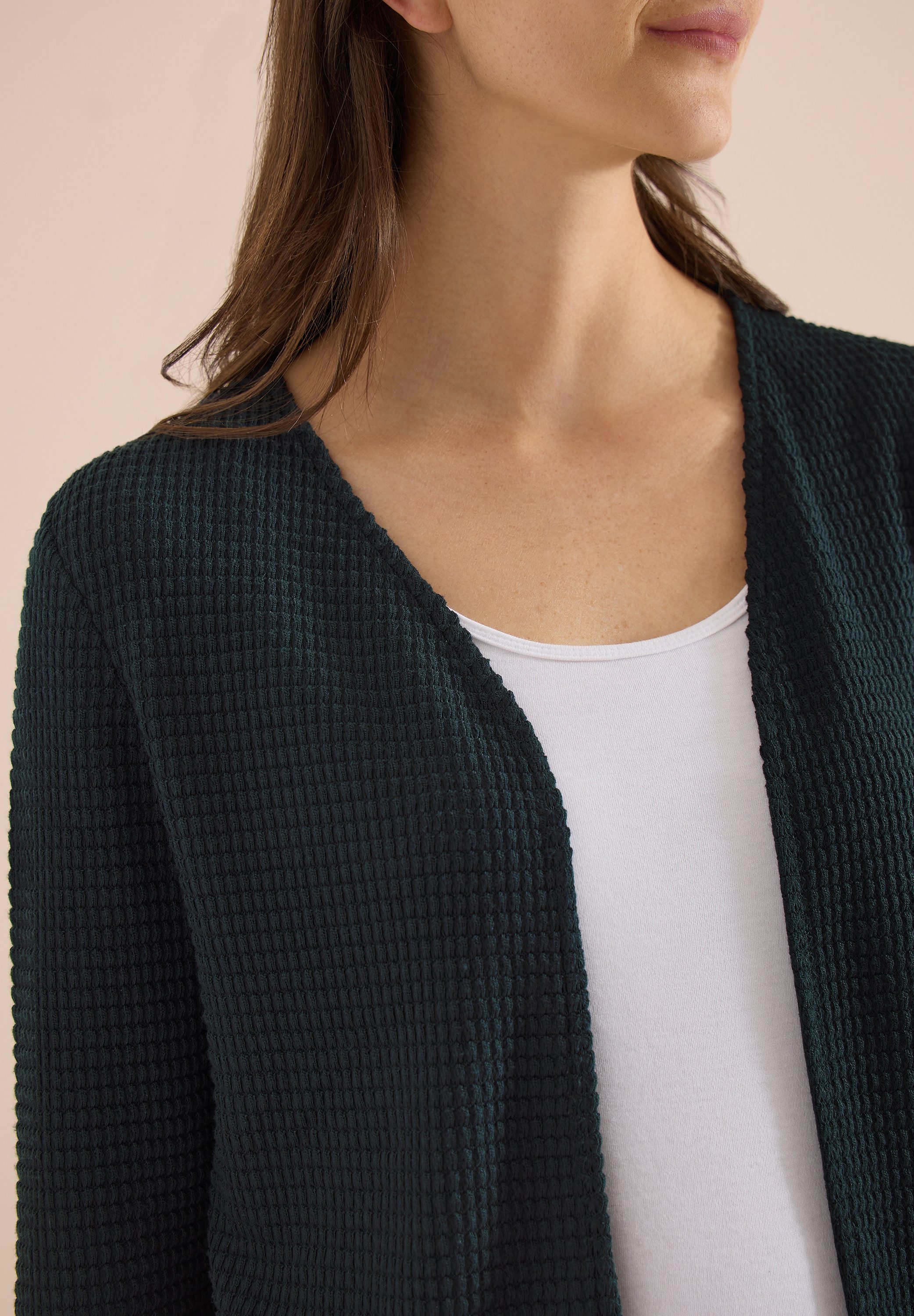 CECIL Shirtjacke Offene 3/4-Arm Jacke im Ajour-Look