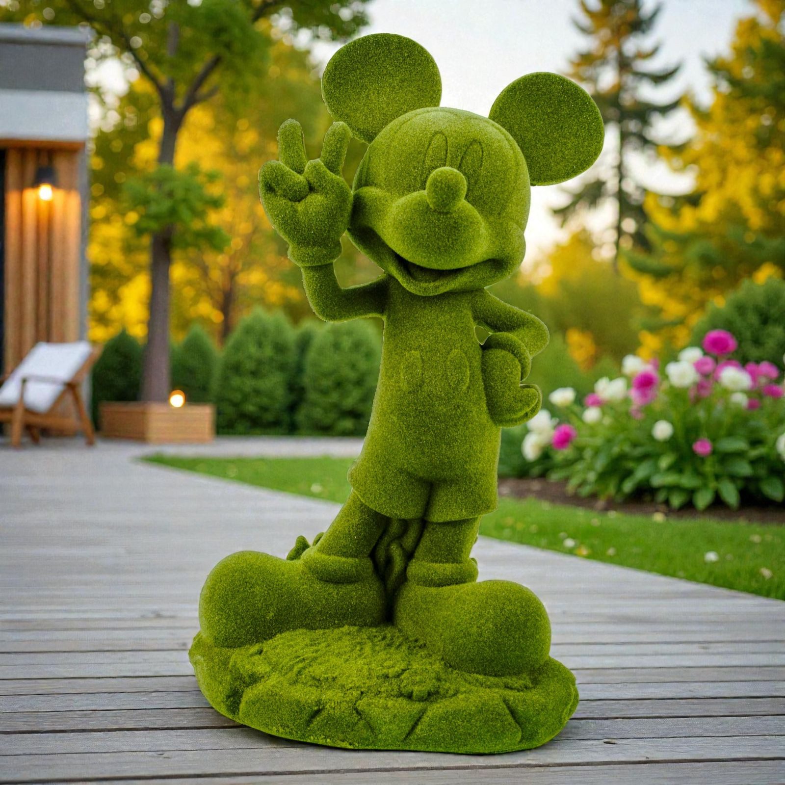 Disney Gartenfigur Mickey Mouse grün beflockt 20,5 cm Offiziell lizenzierte Disney Deko