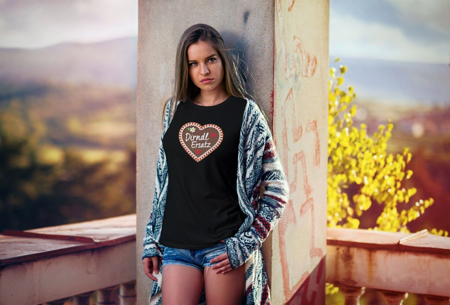 MoonWorks Print-Shirt Damen T-Shirt Lebkuchen Herz Frauen I mog di Spatzl Moonworks® mit Print