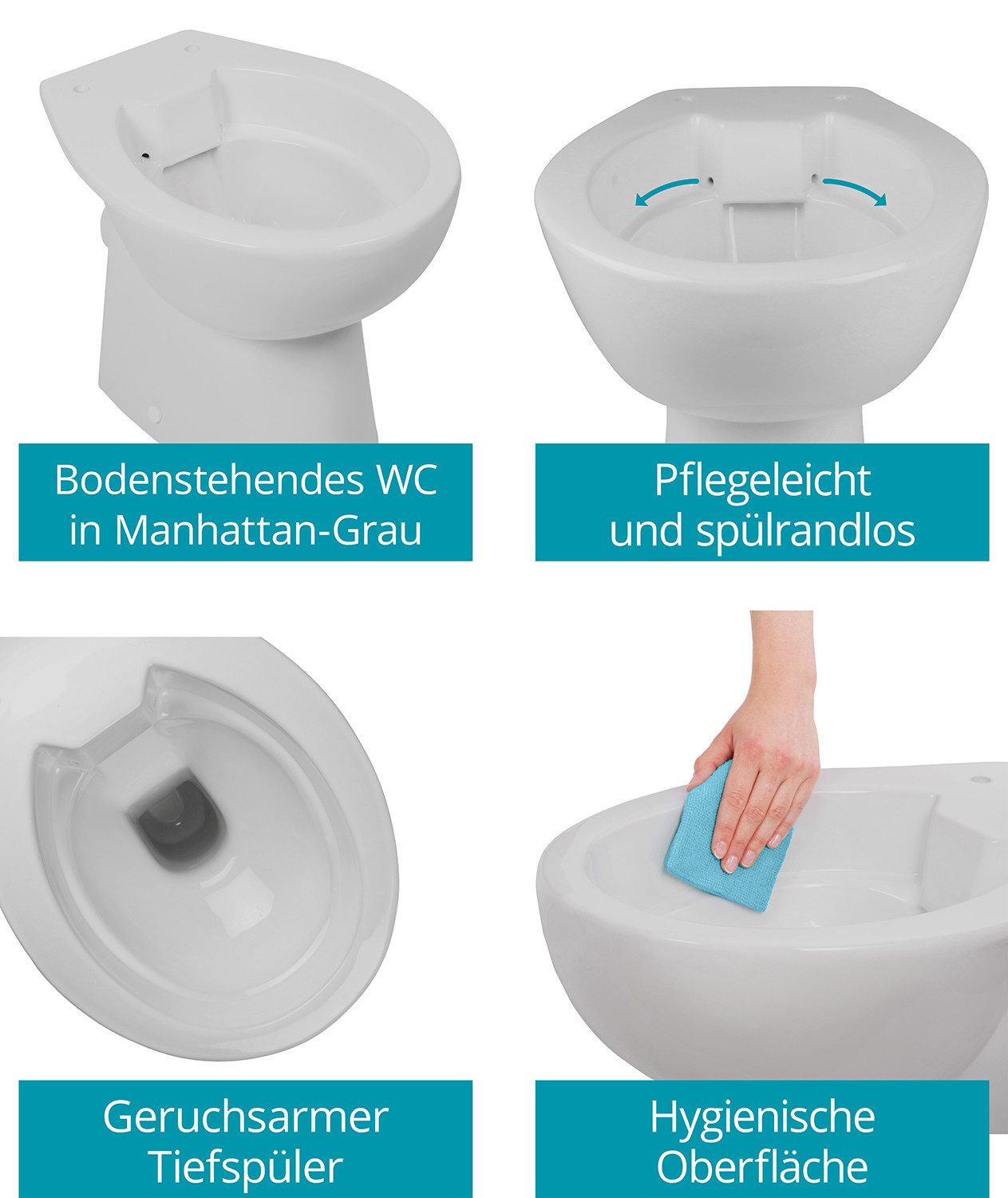 Calmwaters Tiefspül-WC Stand-WC spülrandlos, bodenstehend, Abgang günstig online kaufen