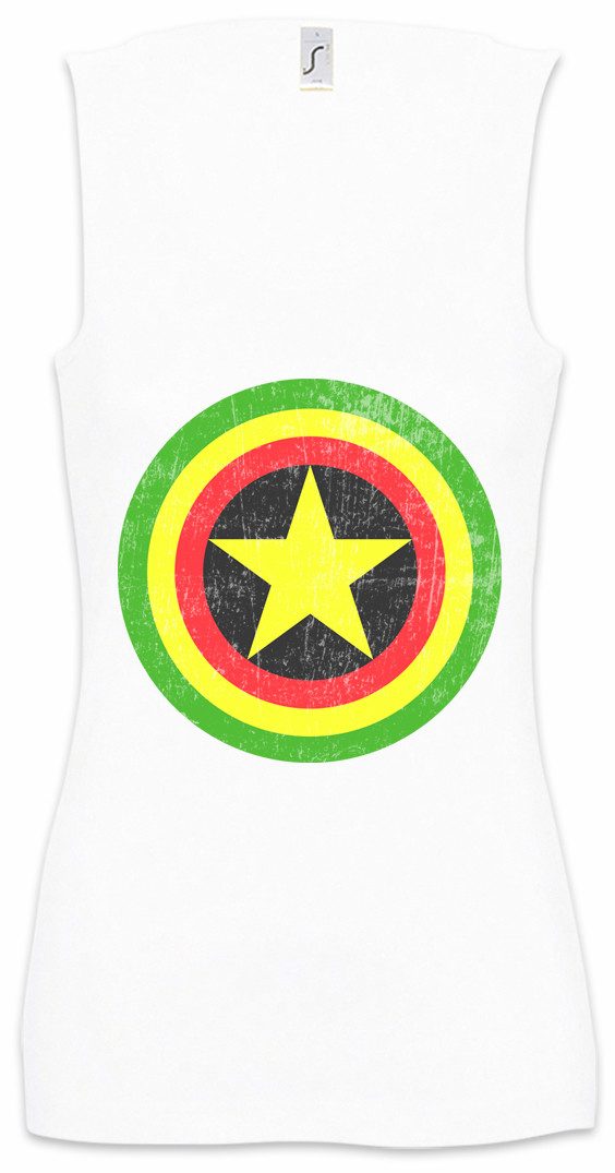 Urban Backwoods Tanktop Captain Zion Ärmelloses Damen T-Shirt America Fun Crossover Comic Shield Babylon Reggae Irie