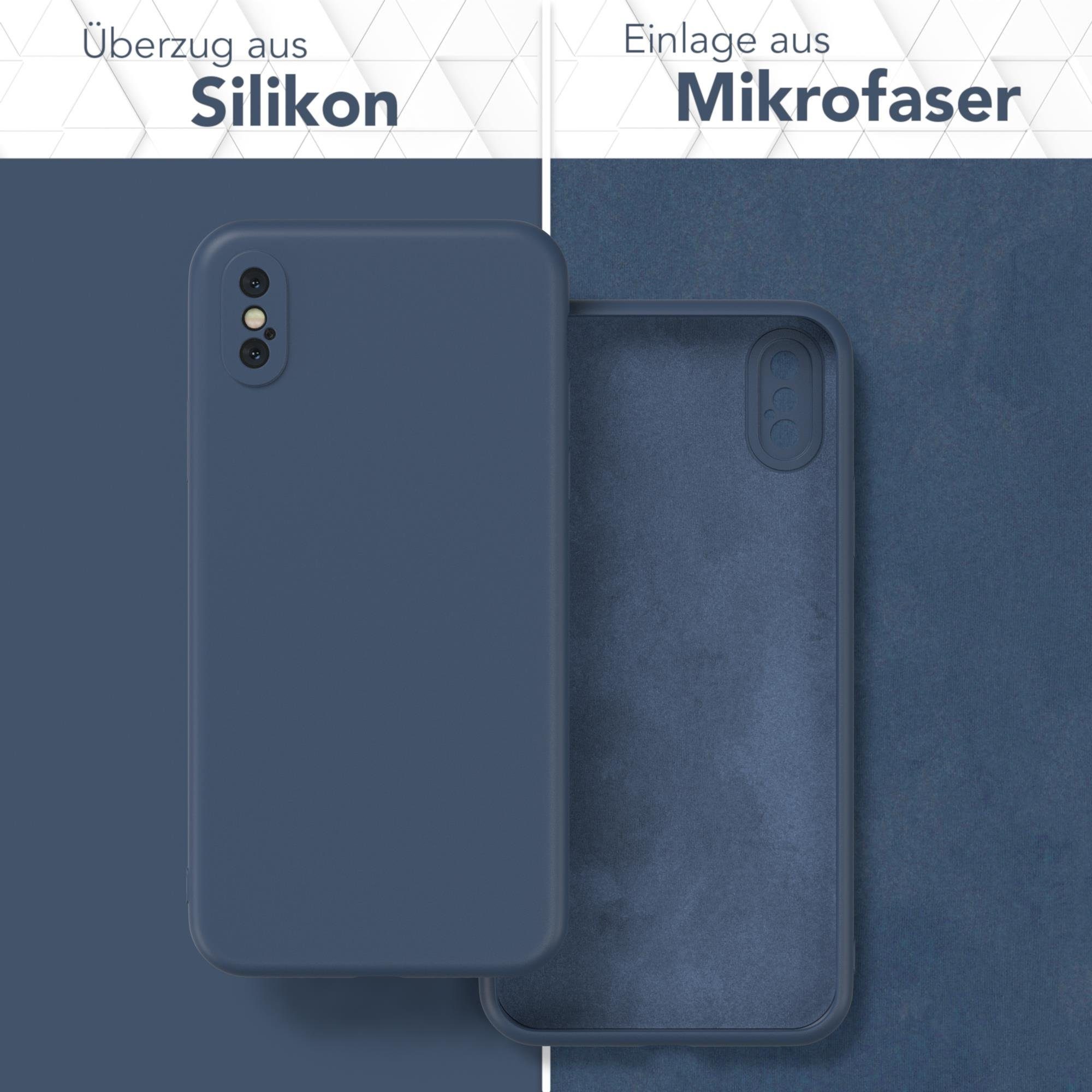 EAZY CASE Handyhülle für Apple iPhone X / XS Hülle Silikon 5,8 Zoll, Schutzhülle mit Kameraschutz telefonhülle elastisch Bumper Dunkelblau