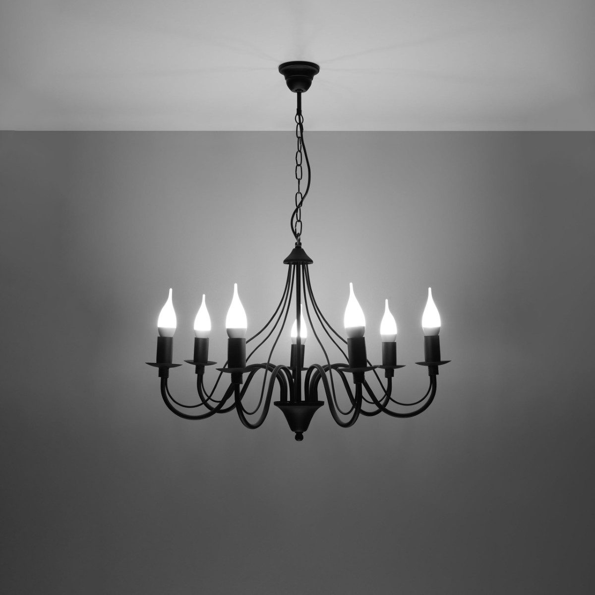 SOLLUX lighting Kronleuchter Kronleuchter Minerwa 7 Schwarz, Nicht enthalten