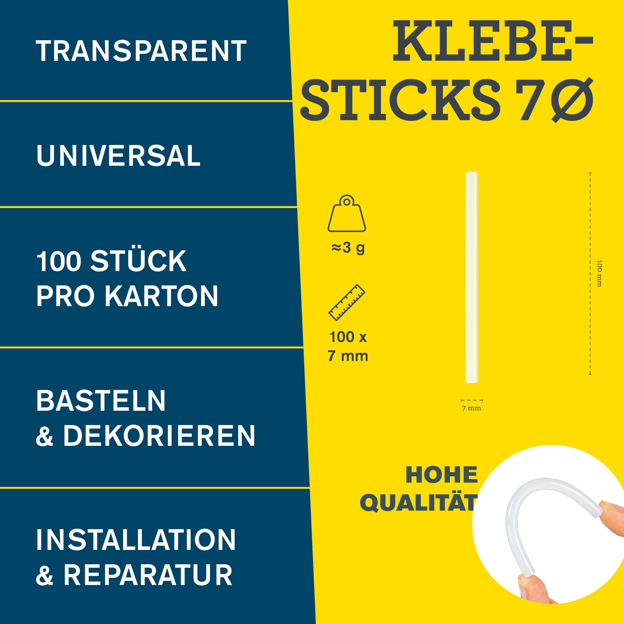 Rapid Heißklebestift Klebesticks Ø7mm Transparent 100 Stück Universal Klebepatronen 5001736, (100 St)