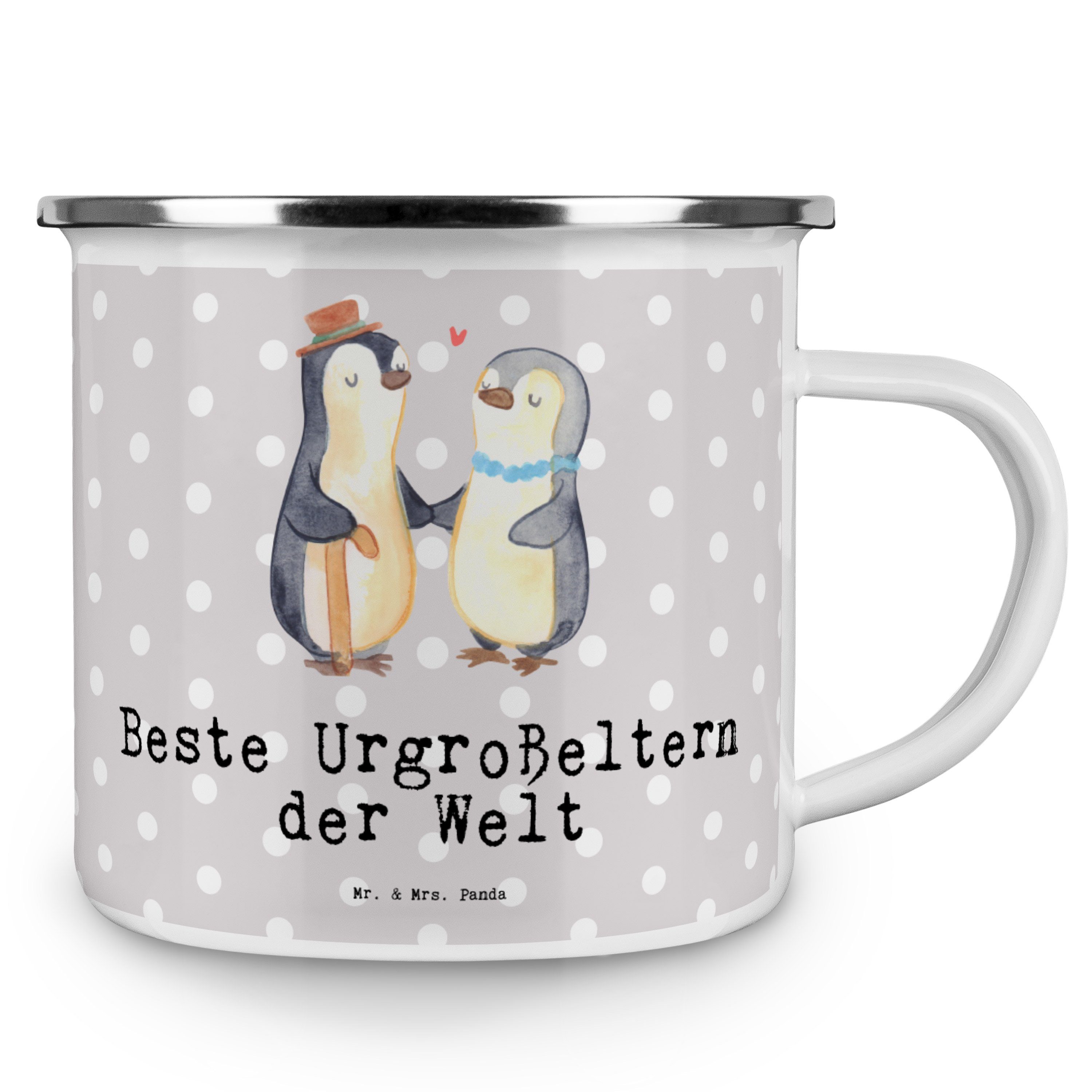 Mr. & Mrs. Panda Pastell - Emaille Welt Geschenk, der Urgroßeltern Becher Pinguin - Beste Grau Campin
