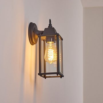 hofstein Außen-Wandleuchte »Soglio« Außenwandlampe aus Metall/Glas in Anthrazit, ohne Leuchtmittel, in Retro-Optik, E27en, Außenleuchte mit Echtglas