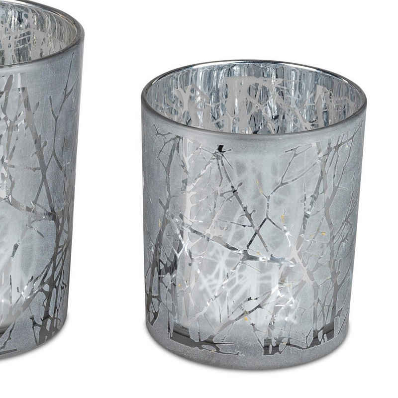 formano Teelichthalter Silver Twigs, Silber H:10cm D:9cm Glas