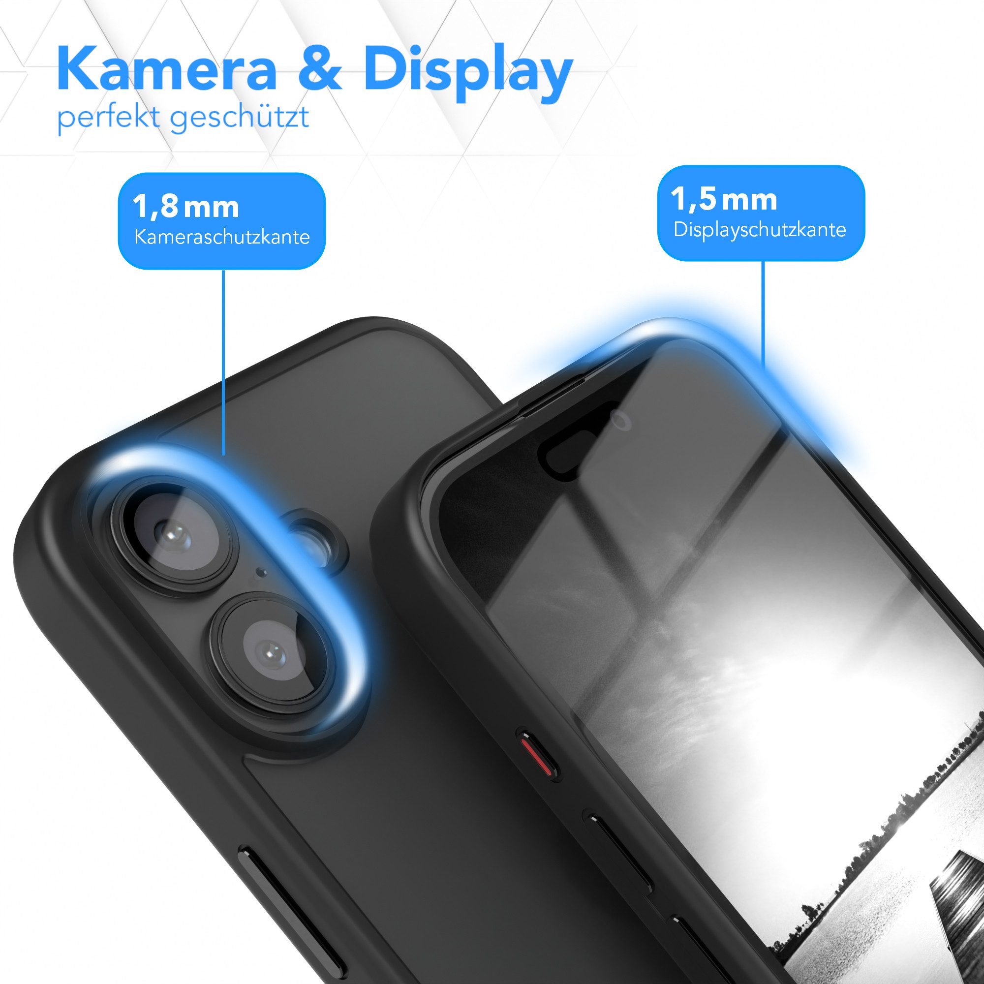 EAZY CASE Handyhülle Outdoor Case für Apple iPhone 16 6,1 Zoll, Hülle Outdoor kratzfest Schutzhülle mit Kameraschutz Robust Schwarz