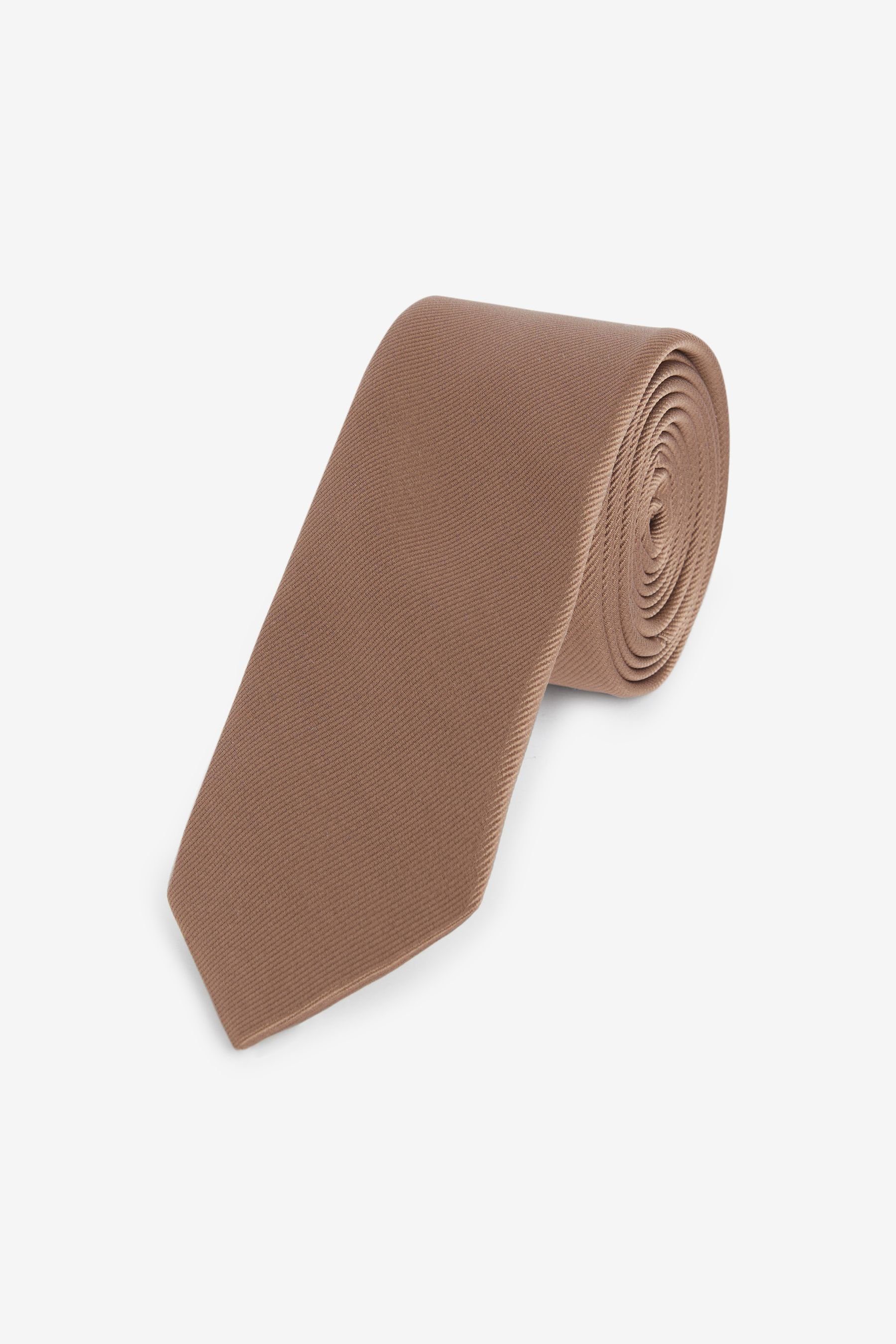 Next Krawatte Schmale Twill-Krawatte (1-St) Neutral Brown
