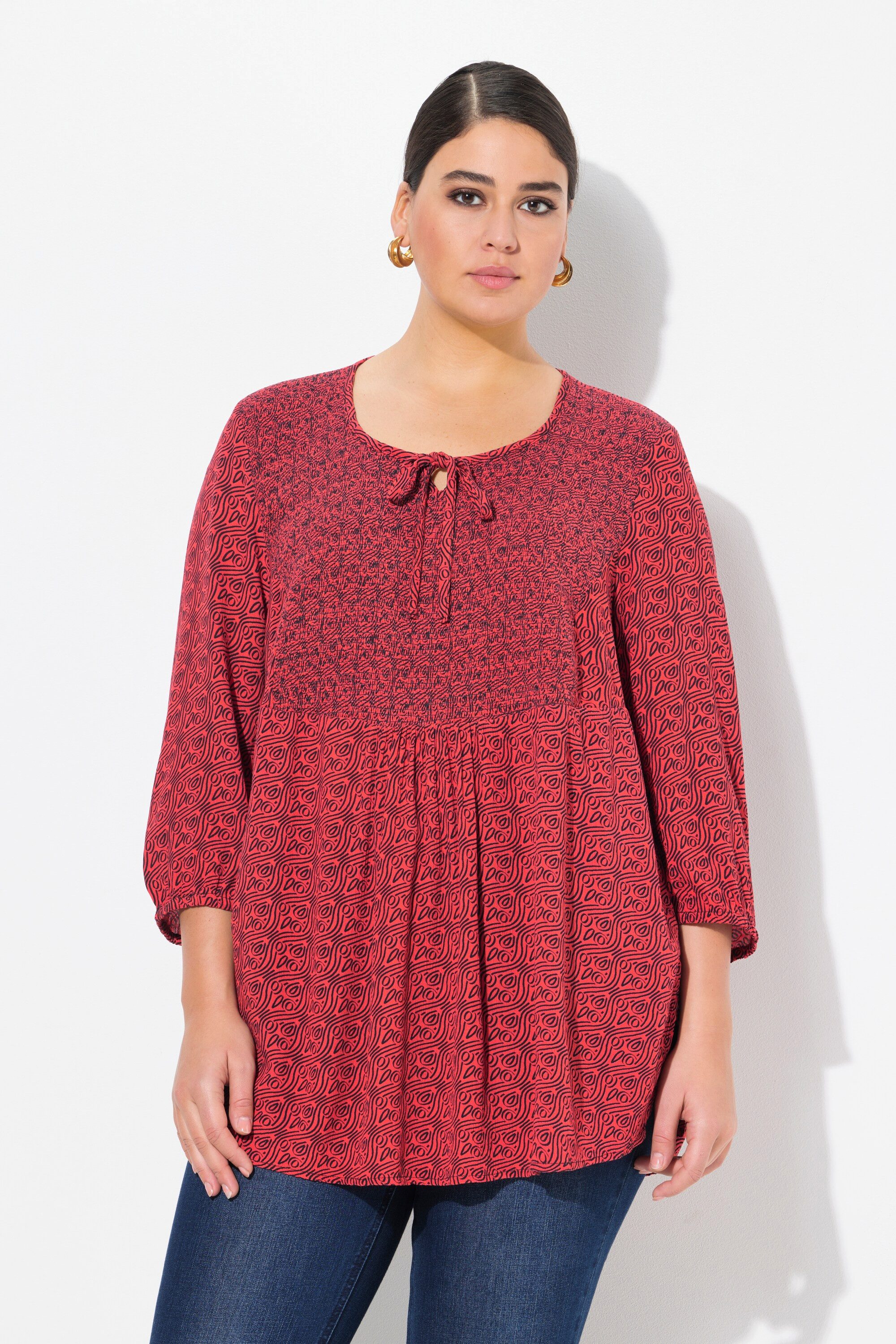 Ulla Popken Tunika Bluse A-Linie Smok-Einsatz günstig online kaufen