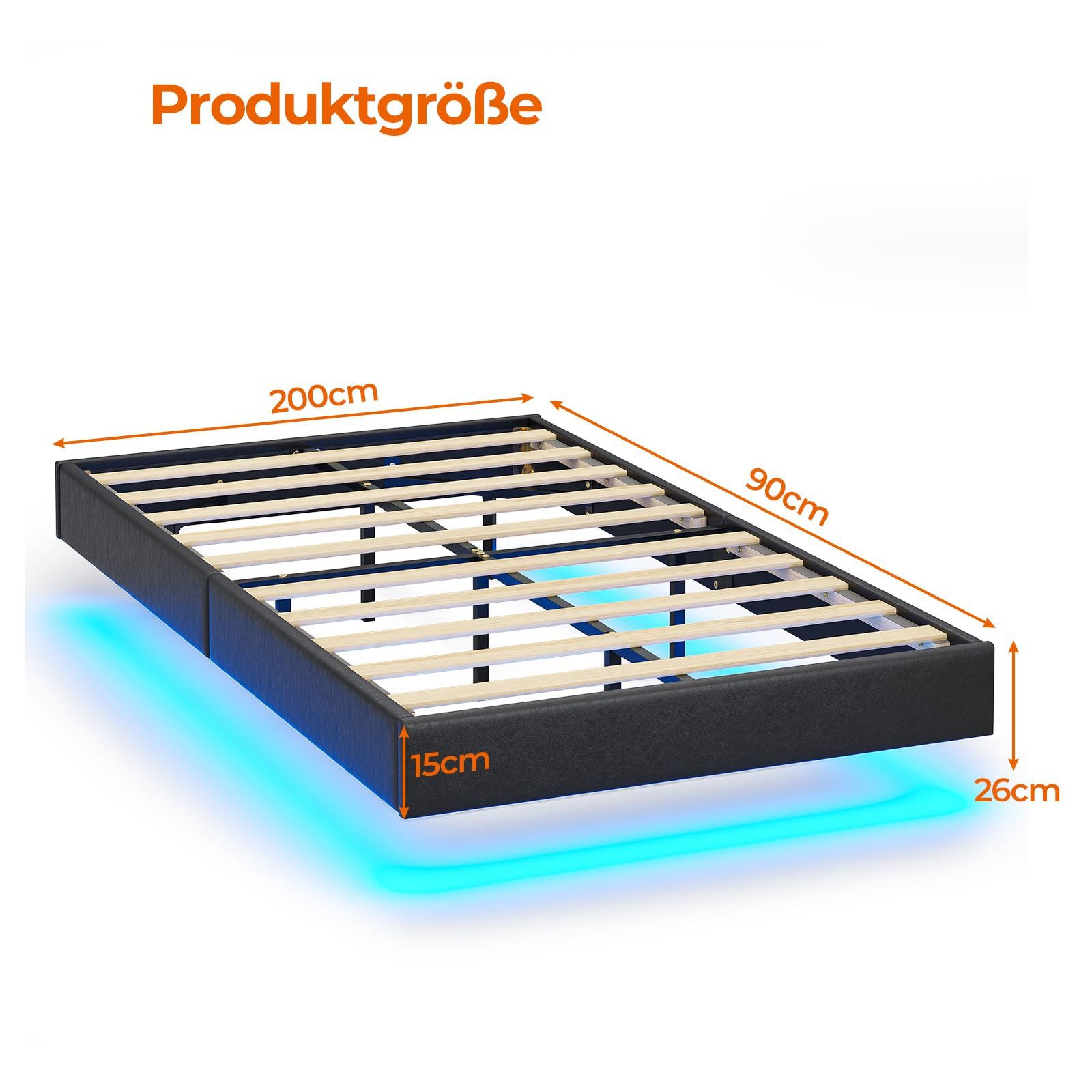 MSMASK Bettgestell mit LED Beleuchtung Lattenrost günstig online kaufen