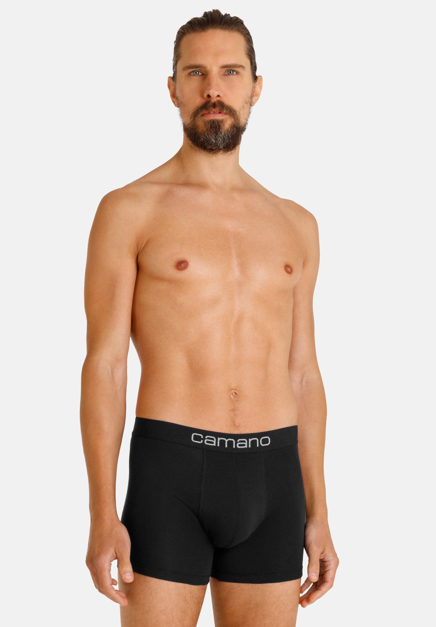 2er (BCI) nachhaltigerer Camano (2-St) schwarz mit Pack Comfort Boxershorts grau, Baumwolle