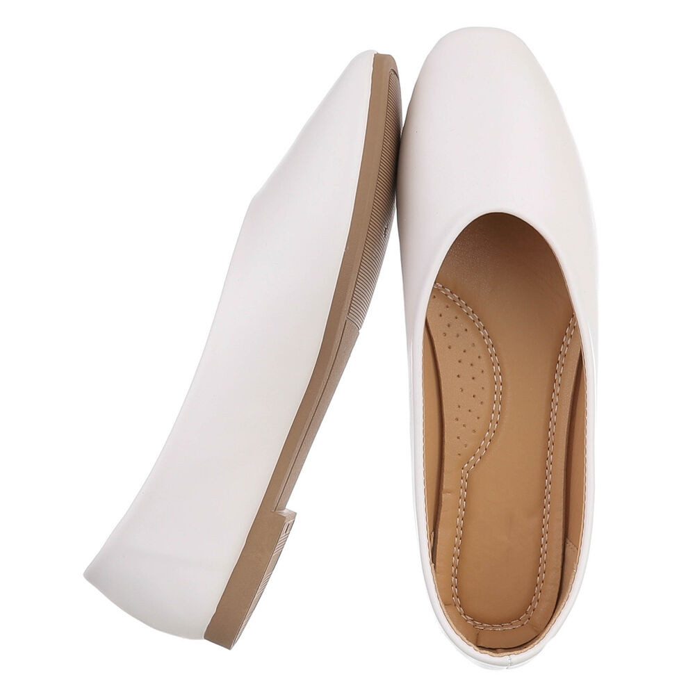 Ital-Design Minimalistische Damen Ballerinas für Alltag und Freizeit Ballerina (91554506) Blockabsatz Klassische Ballerinas in Weiß