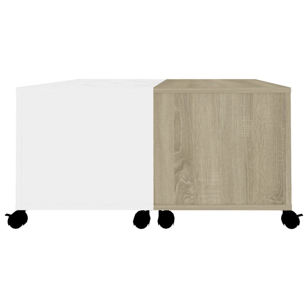 75x75x38 Sonoma-Eiche Spanplatte Weiß cm und Couchtisch furnicato