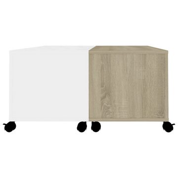 furnicato Couchtisch Weiß und Sonoma-Eiche 75x75x38 cm Spanplatte