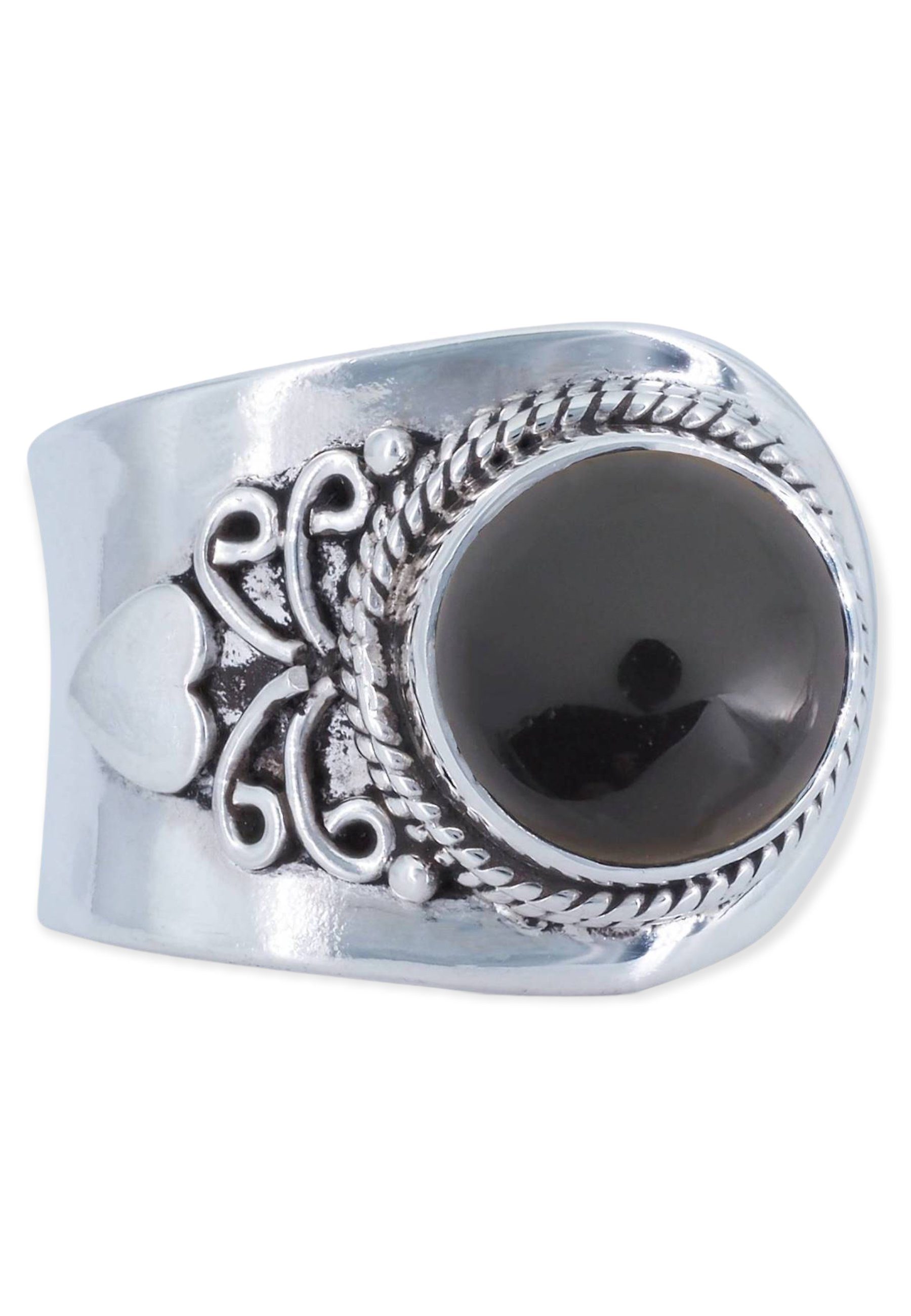 mantraroma Silberring 925er mit Silber Onyx