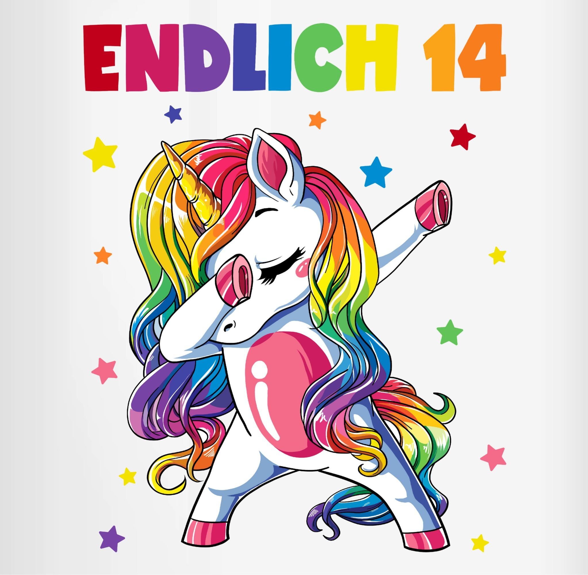 Endlich 14. 14 Vierzehn Keramik, Geburtstag Dabbing Tasse - Bordeauxrot Shirtracer Tasse Einhorn, 1 Jahre Jahre