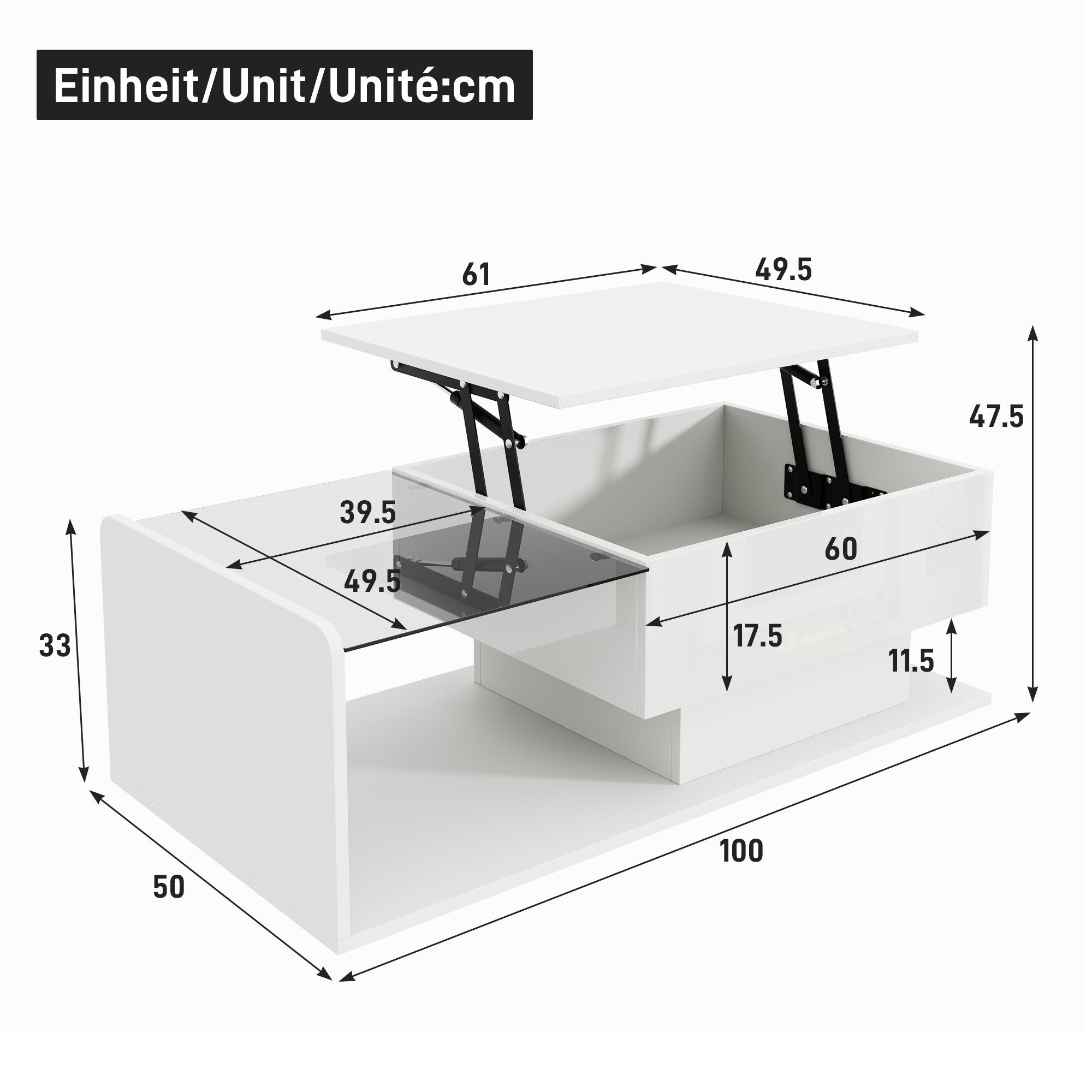 Ulife Couchtisch Beistelltisch mit Glasplatte und günstig online kaufen