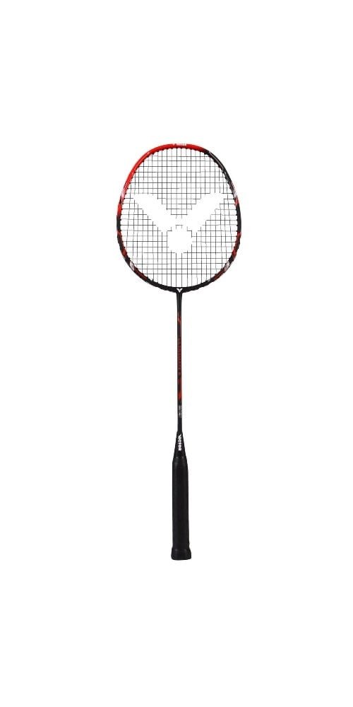 VICTOR Badmintonschläger Ultramate 6 (sehr kopflastig, mittel) schwarz/rot - besaitet, Gewichtsklasse: 3U/G3
