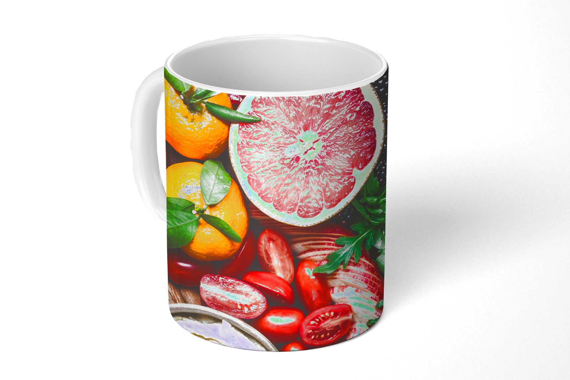 Obst Tasse Geschenk MuchoWow Becher, Gemüse - Farben, Keramik, - Teetasse, Kaffeetassen, Teetasse,