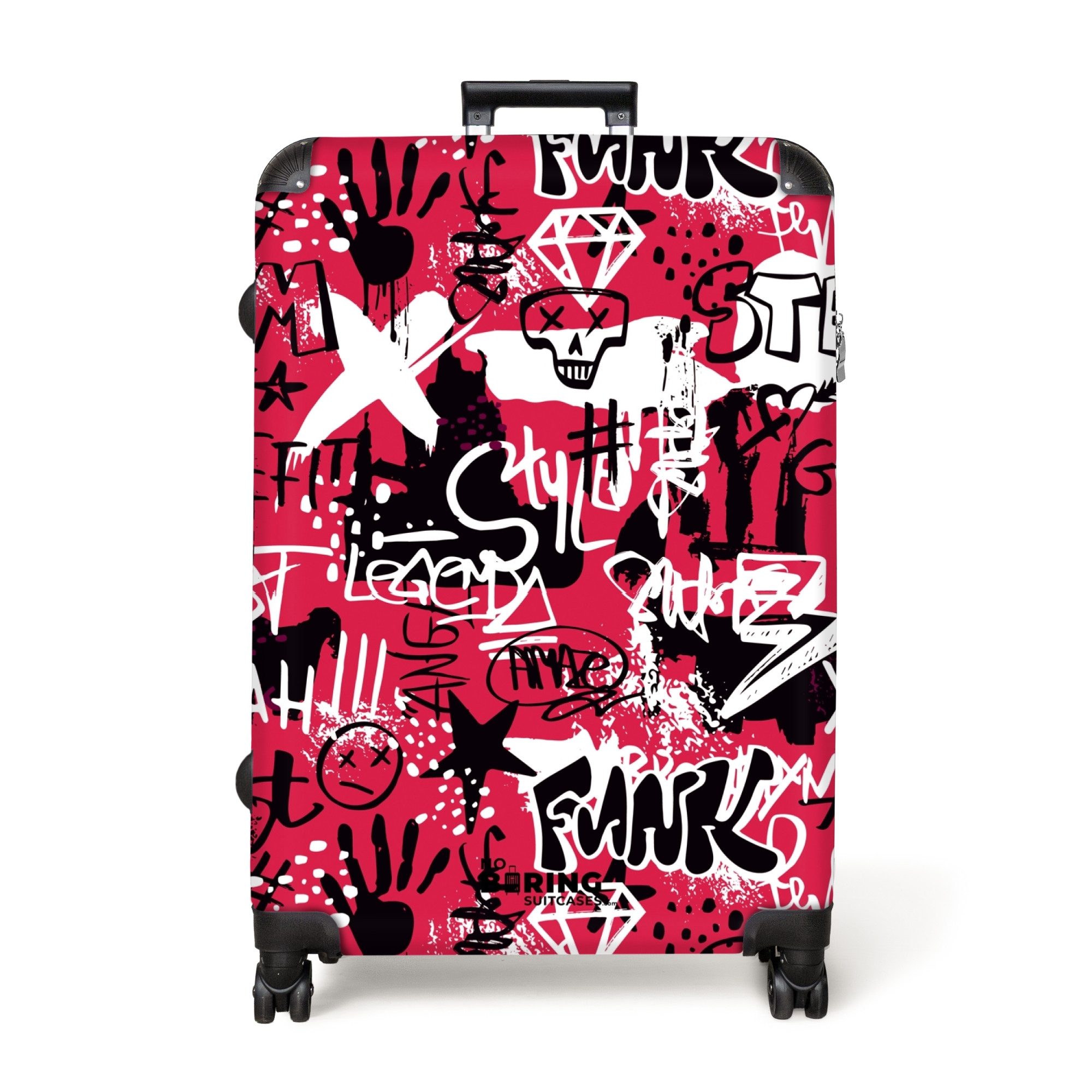 NoBoringSuitcases.com© Hartschalen-Trolley Graffiti-Kunstwerk auf rosa Hint günstig online kaufen