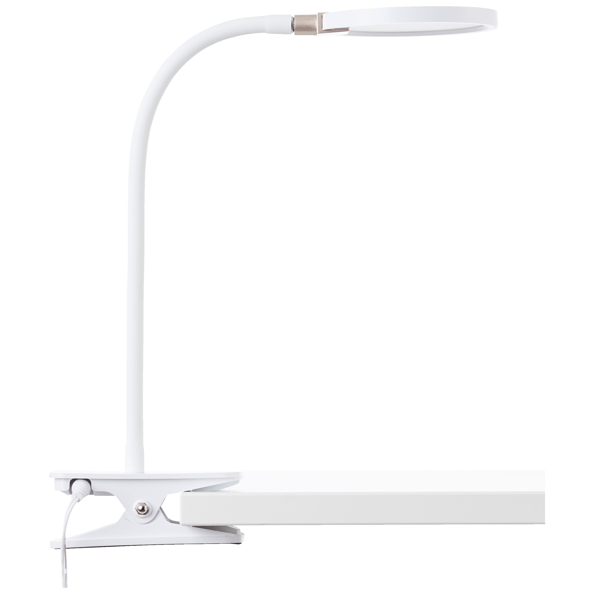 Lightbox Tischleuchte, LED fest integriert, Warmweiß, weiße LED Klemmleuchte mit Flexarm, 35 cm Höhe, 640 lm, 3000 K