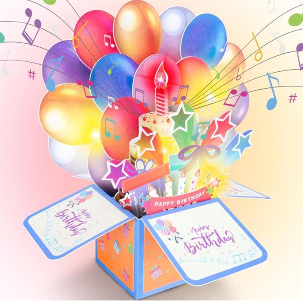 blue Geburtstagskarten,Geburtstagsgeschenke & XDeer 3D & Klappkarte Geburtstagskarte,MUSIK KERZE, AUSBLASBARE LICHTER Grußkarten