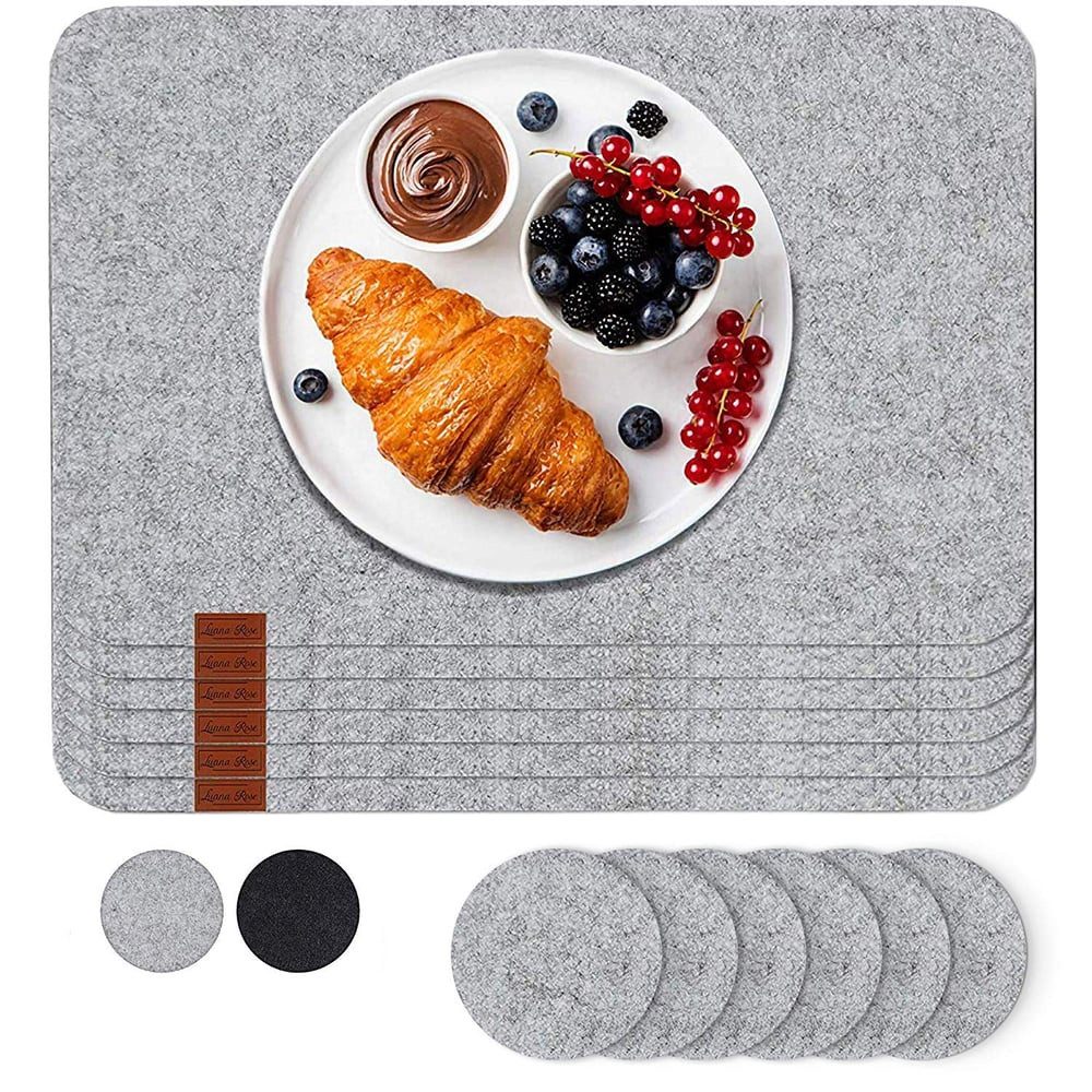 Luana Rose Platzset aus Filz 12-er Set in Hell grau, 44x32 cm - Hochwertige Platzdeckchen abwaschbar – Bild 5 von 5