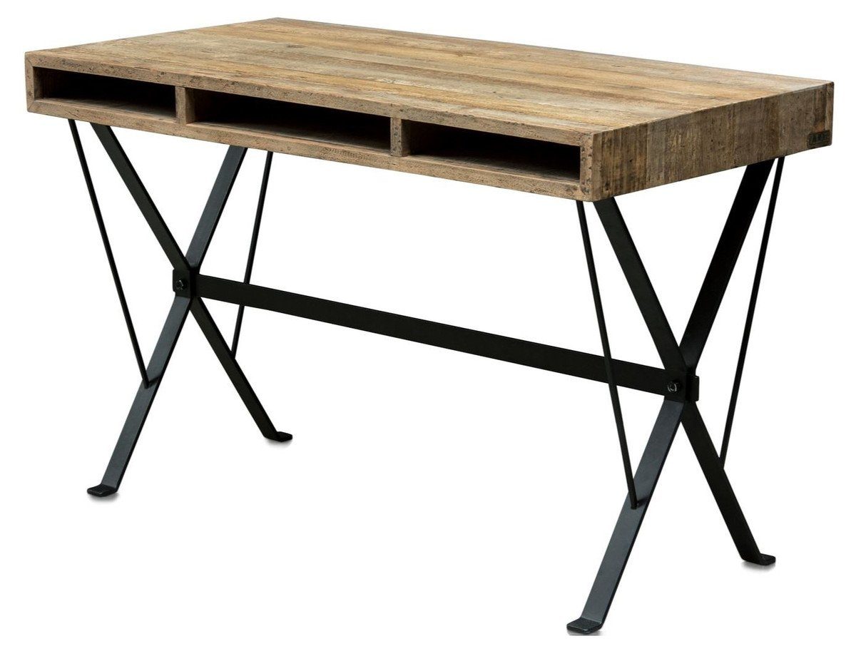 Casa Padrino Schreibtisch Designer Schreibtisch mit schwarz pulverbeschichteten Beinen 120 x 60 x H. 77 cm - Designer Büromöbel | Schreibtische