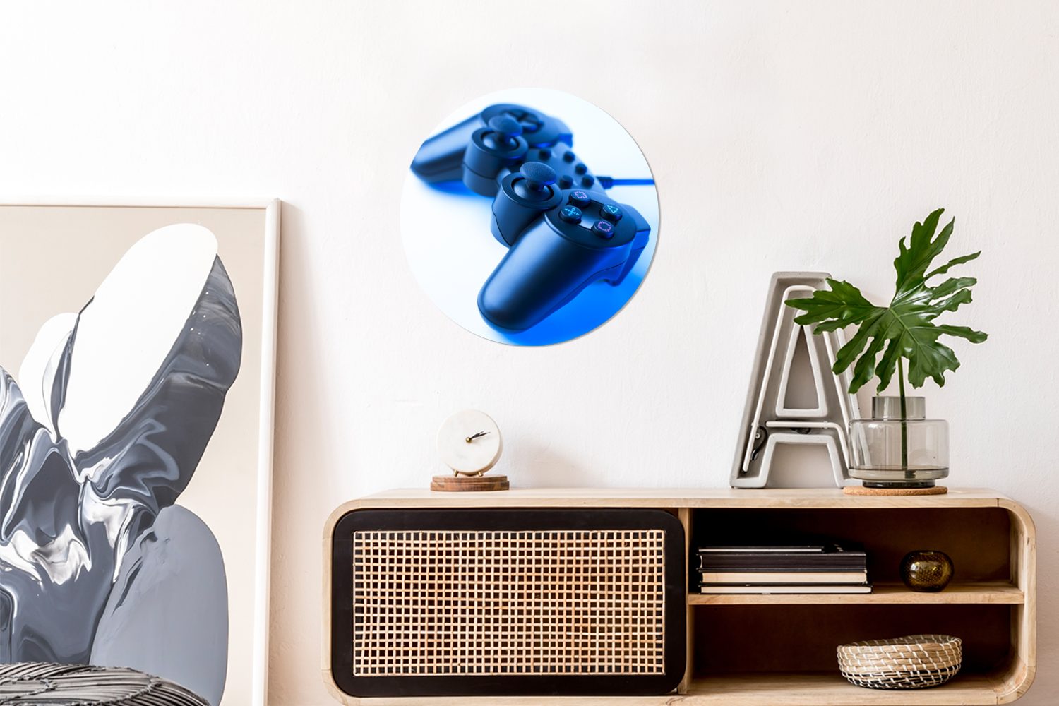 MuchoWow Wandsticker Gaming-Controller - Blau (1 St), Wandtattoo Selbstklebend, Wohnzimmer Deko Aufkleber, 30x30 cm