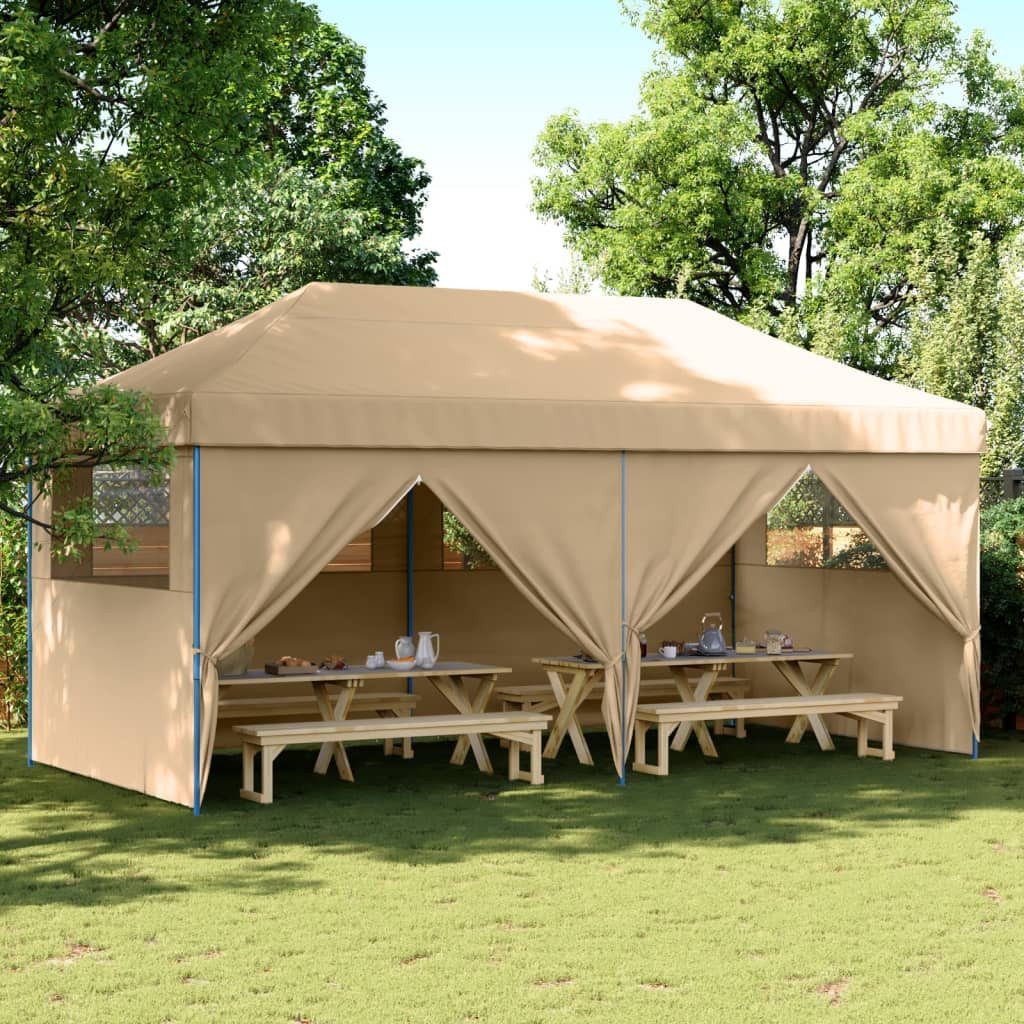 vidaXL Angelzelt, Partyzelt Faltbar Pop-Up mit 4 Seitenteilen Beige