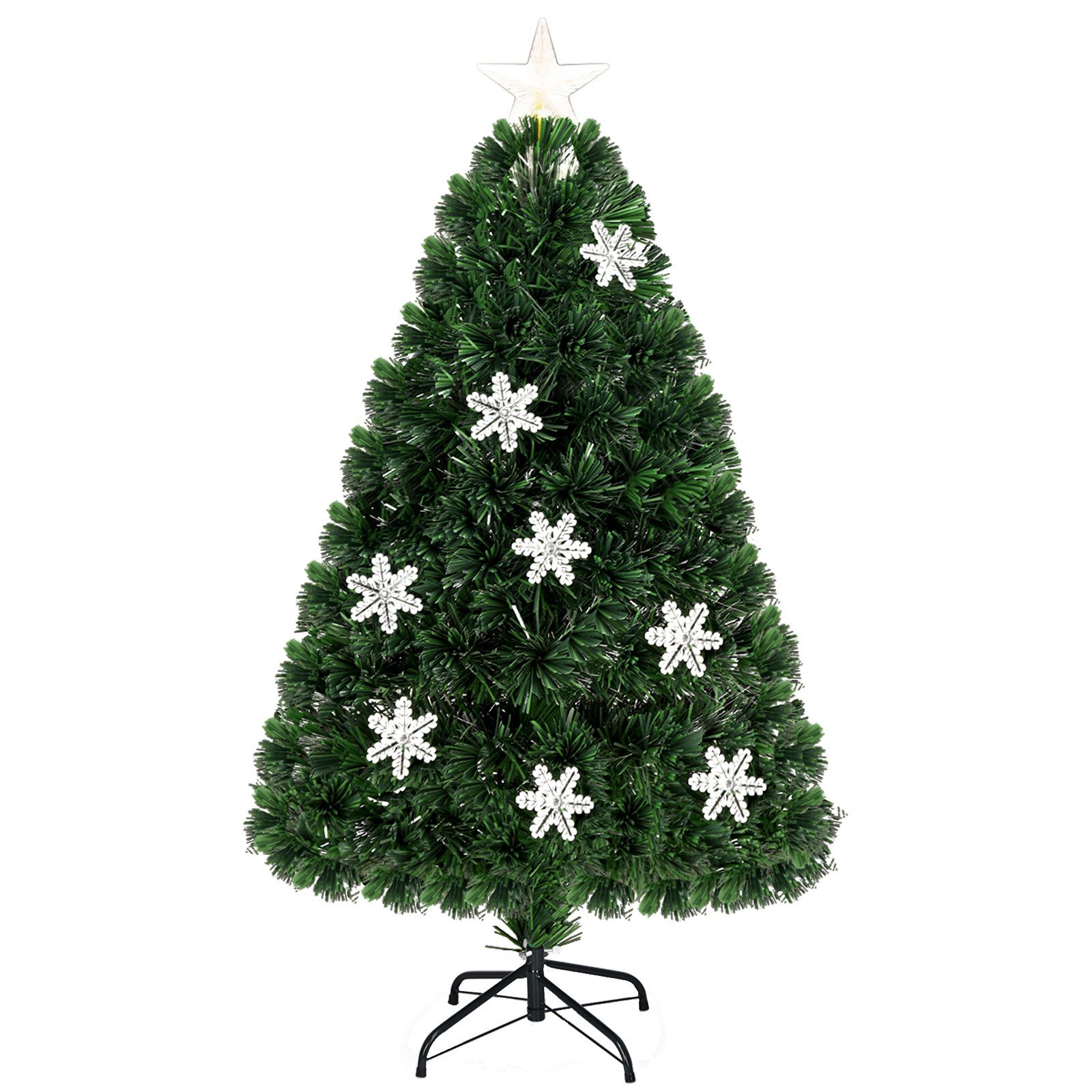 COSTWAY Künstlicher Weihnachtsbaum, mit 125 PVC Nadeln, 18 LEDs, Sternspitze