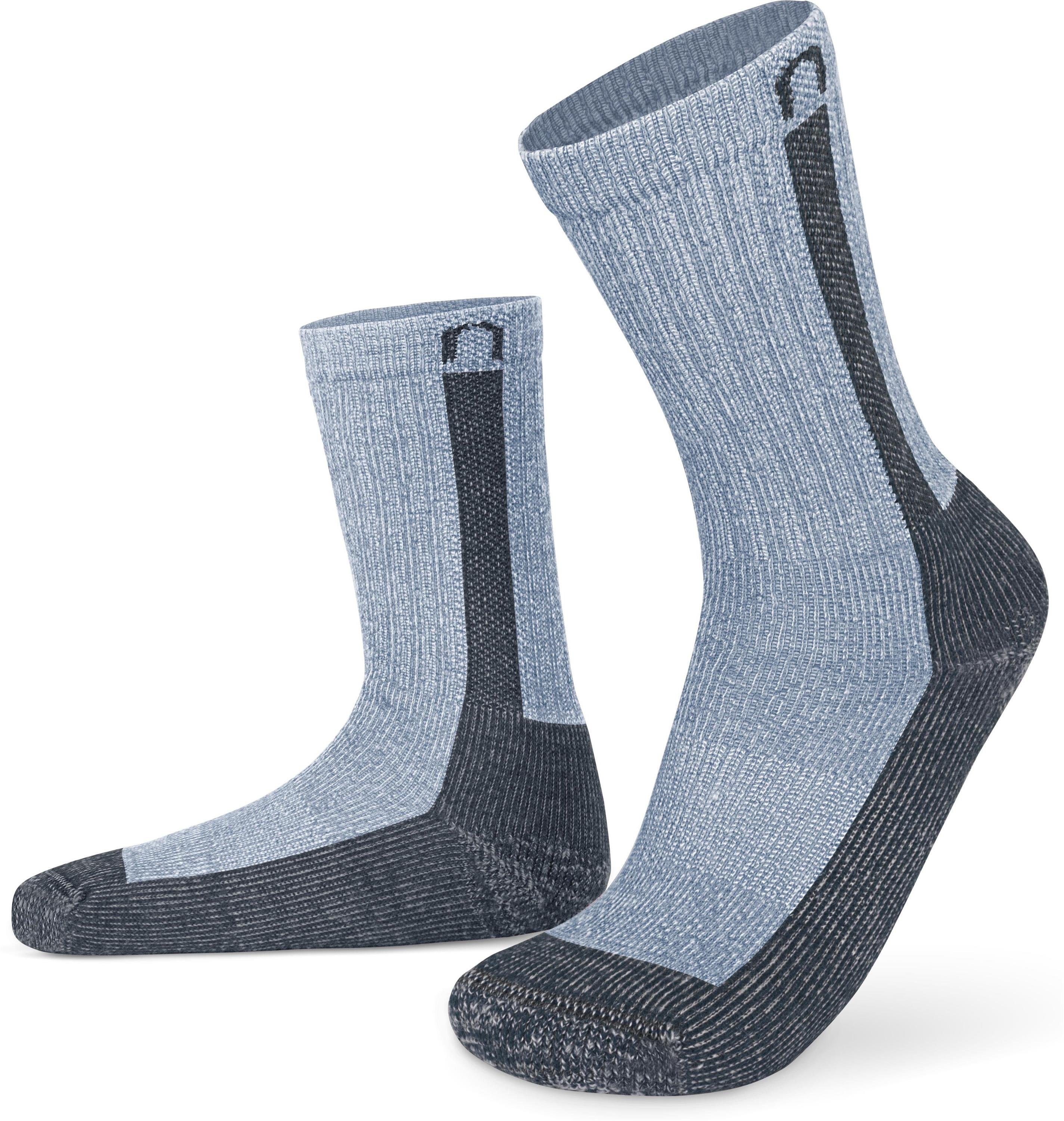 und Wander- Paar) Merinowolle Wandersocken 2 normani Nowra Arbeitssocken (Set, hochwertige 2 Blau/Grau Paar Merino