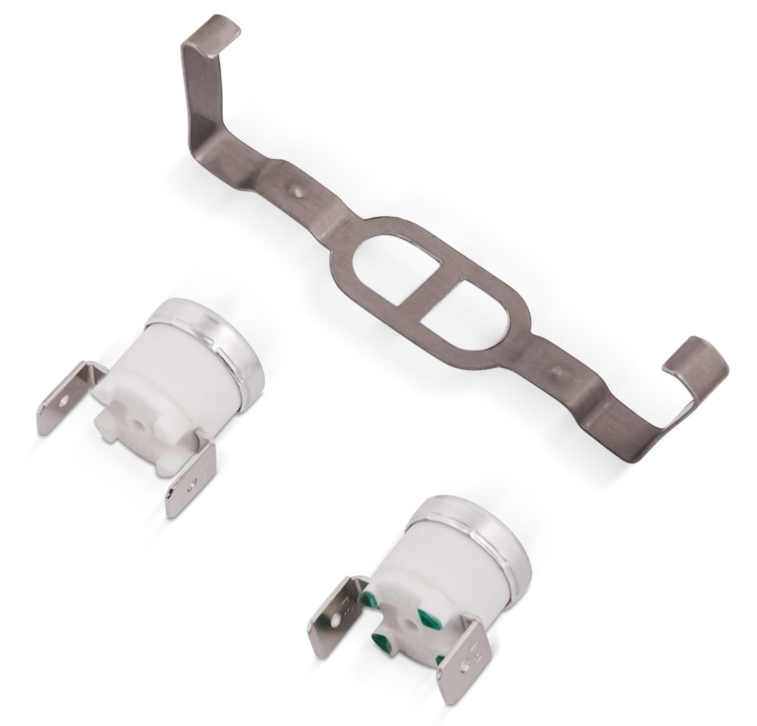 VIOKS Thermodetektor Temperaturbegrenzerset wie Whirlpool 481225928681, Bügel mit 2 Thermostaten für Trockner