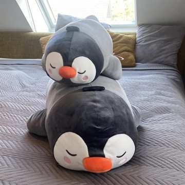 UNUS HOME Seitenschläferkissen Pinguin Kissen, 1-tlg., 50 cm Grau, Lagerungskissen Stillkissen Kissen für Kinder Dekoration extrem weich