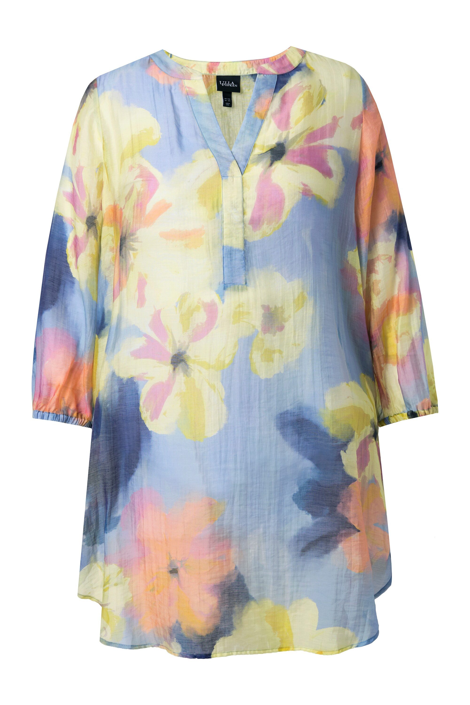 Ulla Popken Tunika Lyocell-Tunika Blüten Tunika-Ausschnitt günstig online kaufen