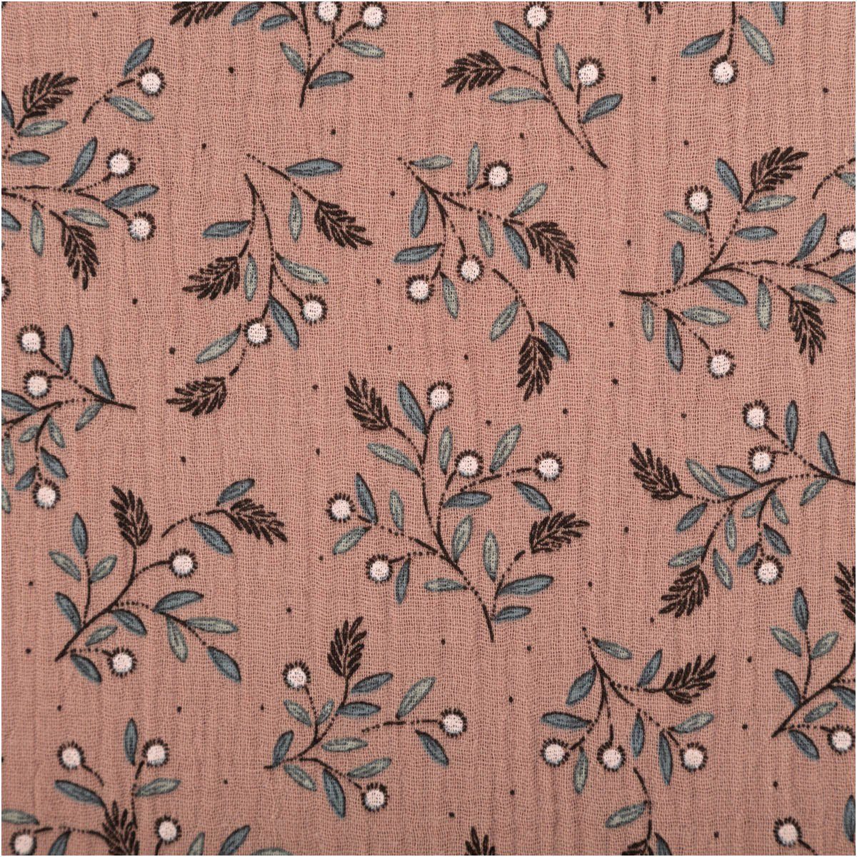 SCHÖNER LEBEN. Stoff Musselin Stoff Meterware Baumwolle Gully Allover Gräser braun 130cm, allergikergeeignet