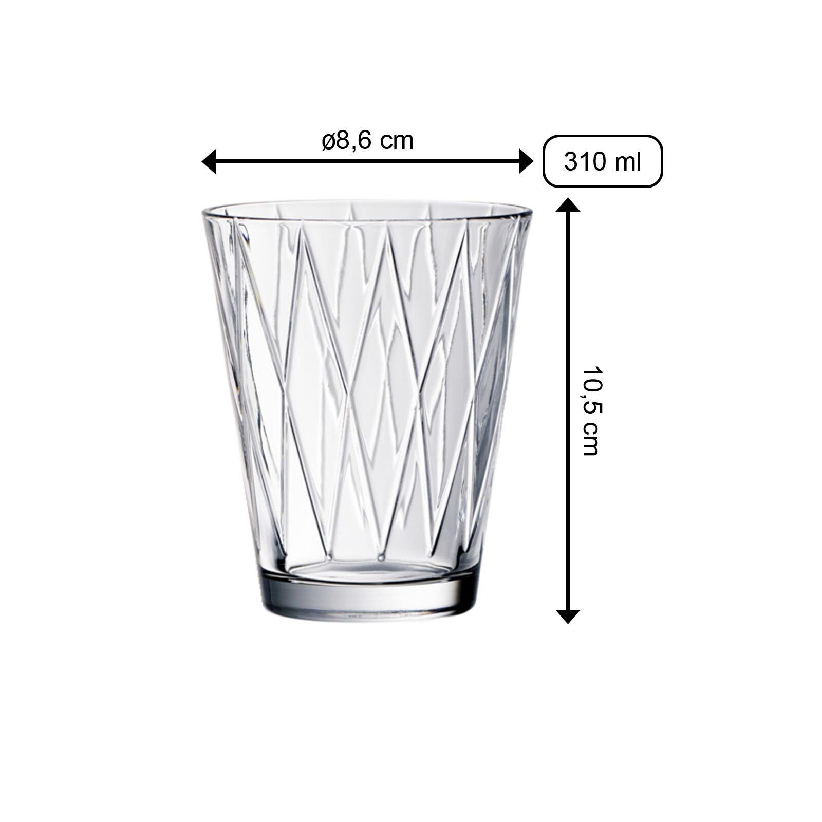 Villeroy & Boch Glas Dressed Up Wassergläser 310 ml 12er Set, 12-tlg., Glas